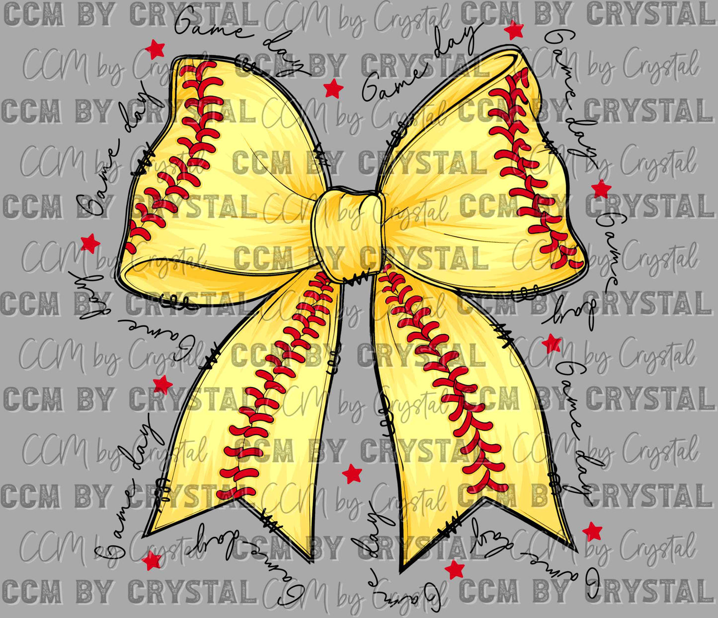 Game Day Softball Bow Ready to Press Transfer DTF Transfer Sublimation Transfer