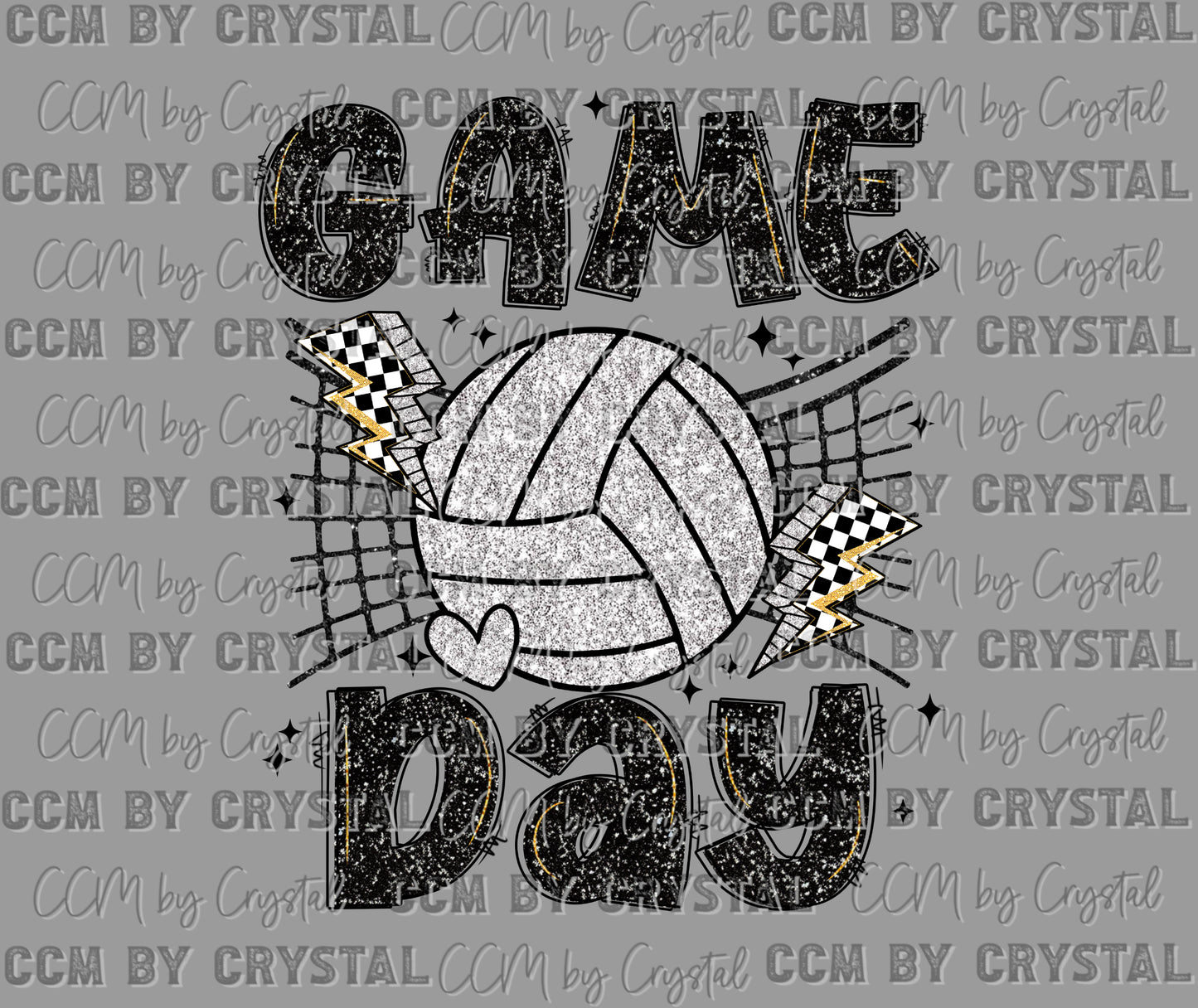 Game Day Volleyball Faux Glitter Ready to Press Transfer DTF Transfer Sublimation Transfer