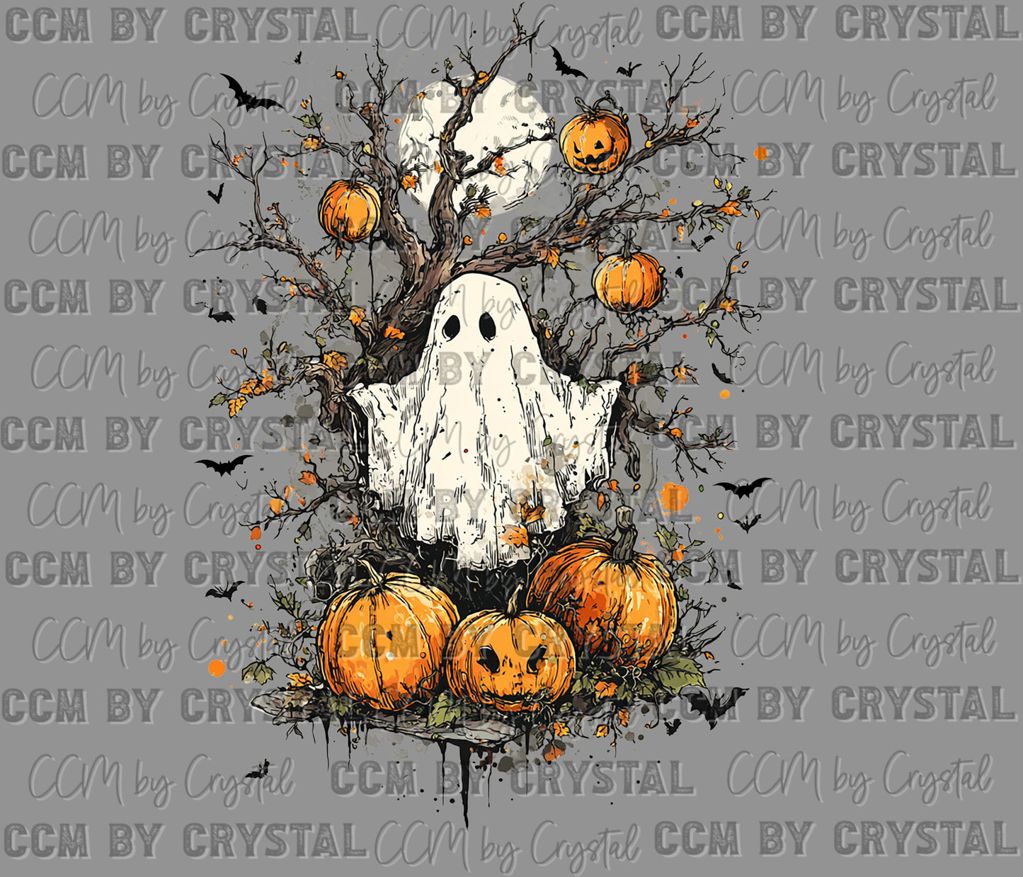 Spooky Ghost Ready to Press Transfer DTF Transfer Sublimation Transfer