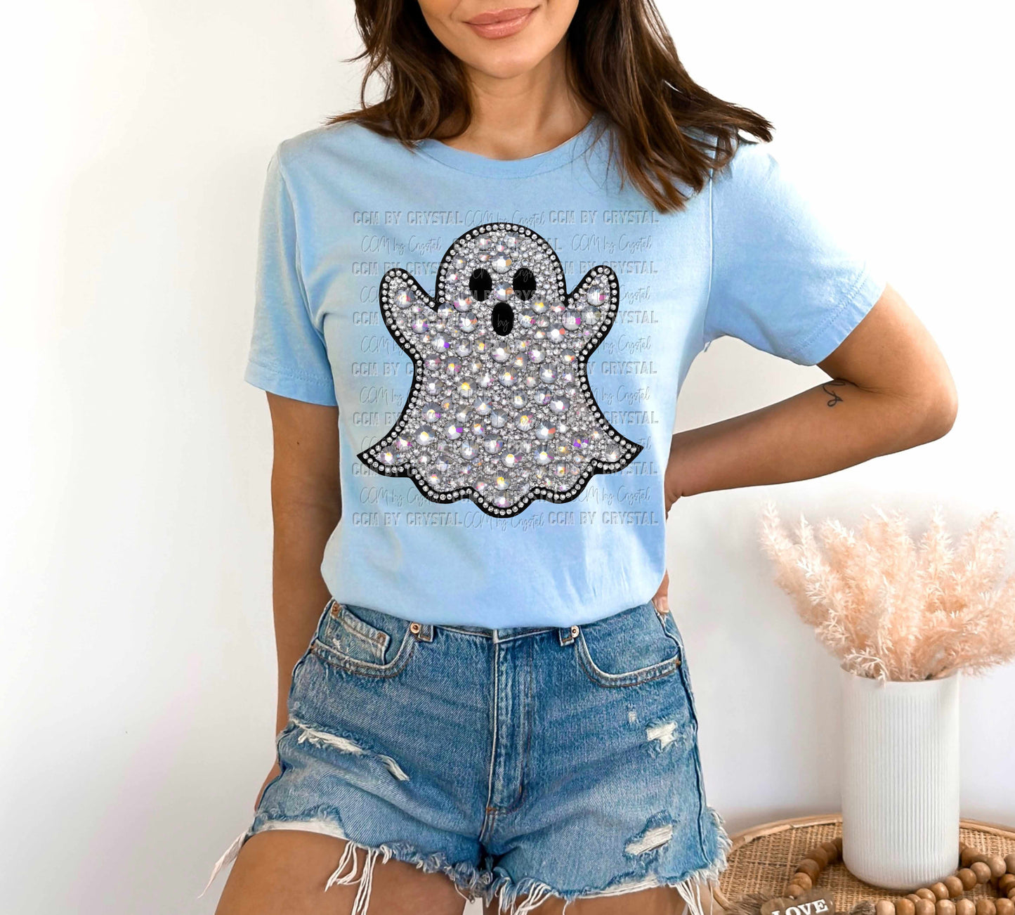 Halloween Ghost Faux Rhinestones Ready to Press Transfer