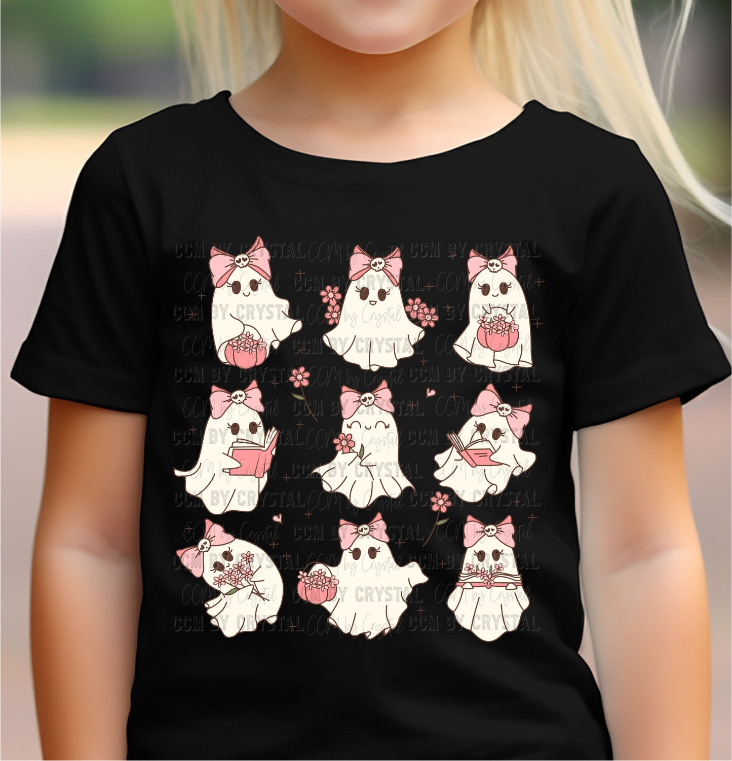 Ghosts with Pink Bows Halloween Ready to Press Transfer DTF Transfer Sublimation Transfer