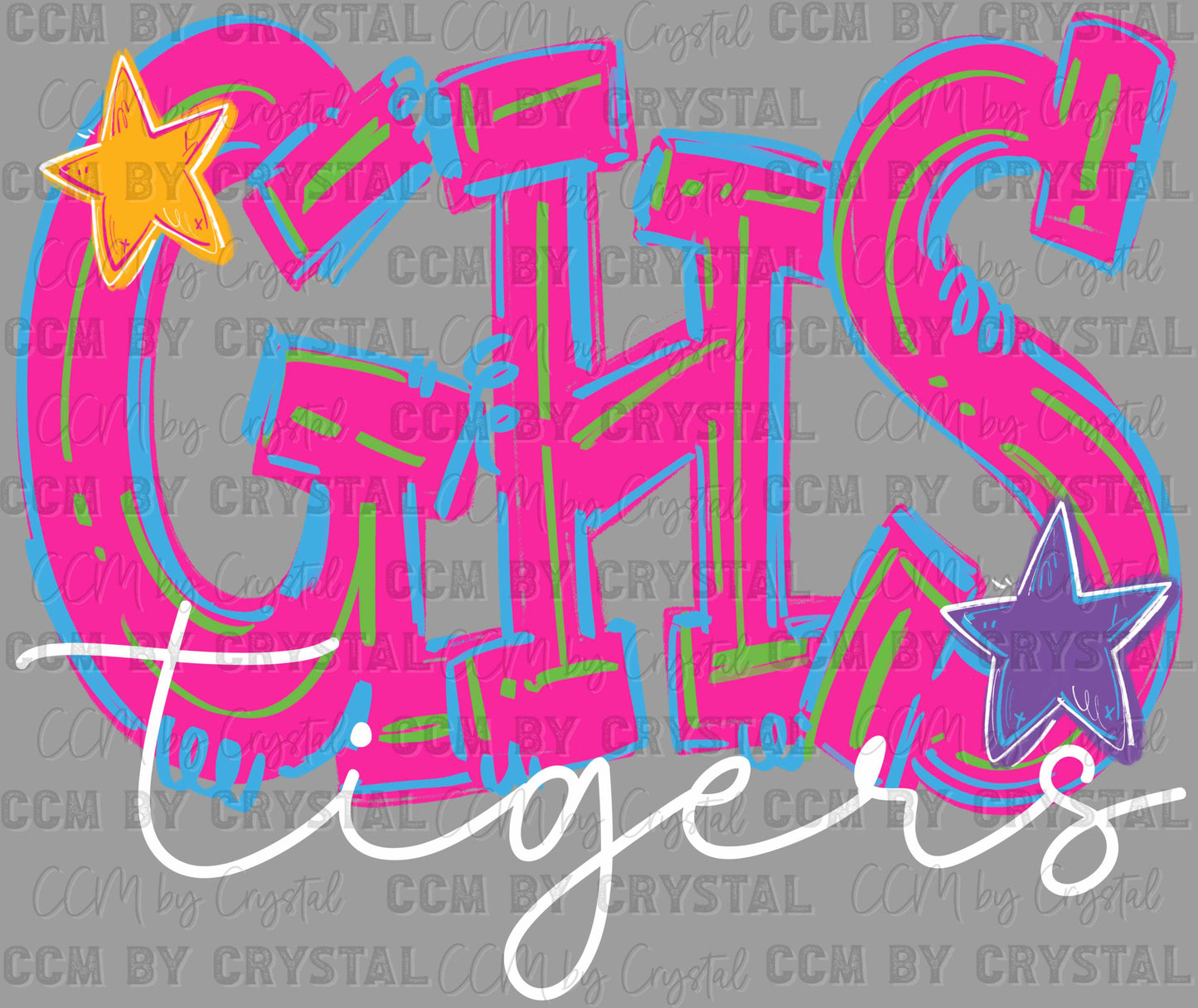 Personalized Letters and Mascot Neon Mascot Ready to Press Transfer DTF Transfer