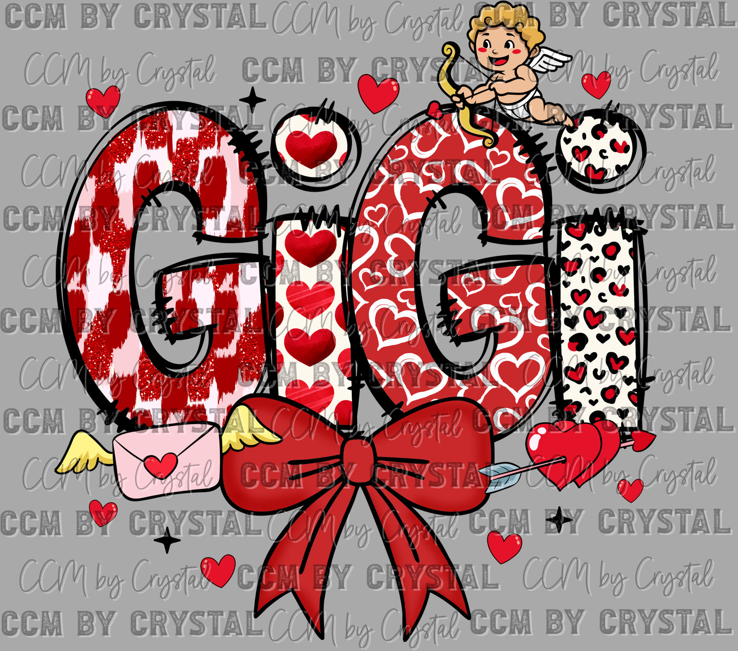 Gigi Red Valentines Day Ready to Press Transfer DTF Transfer