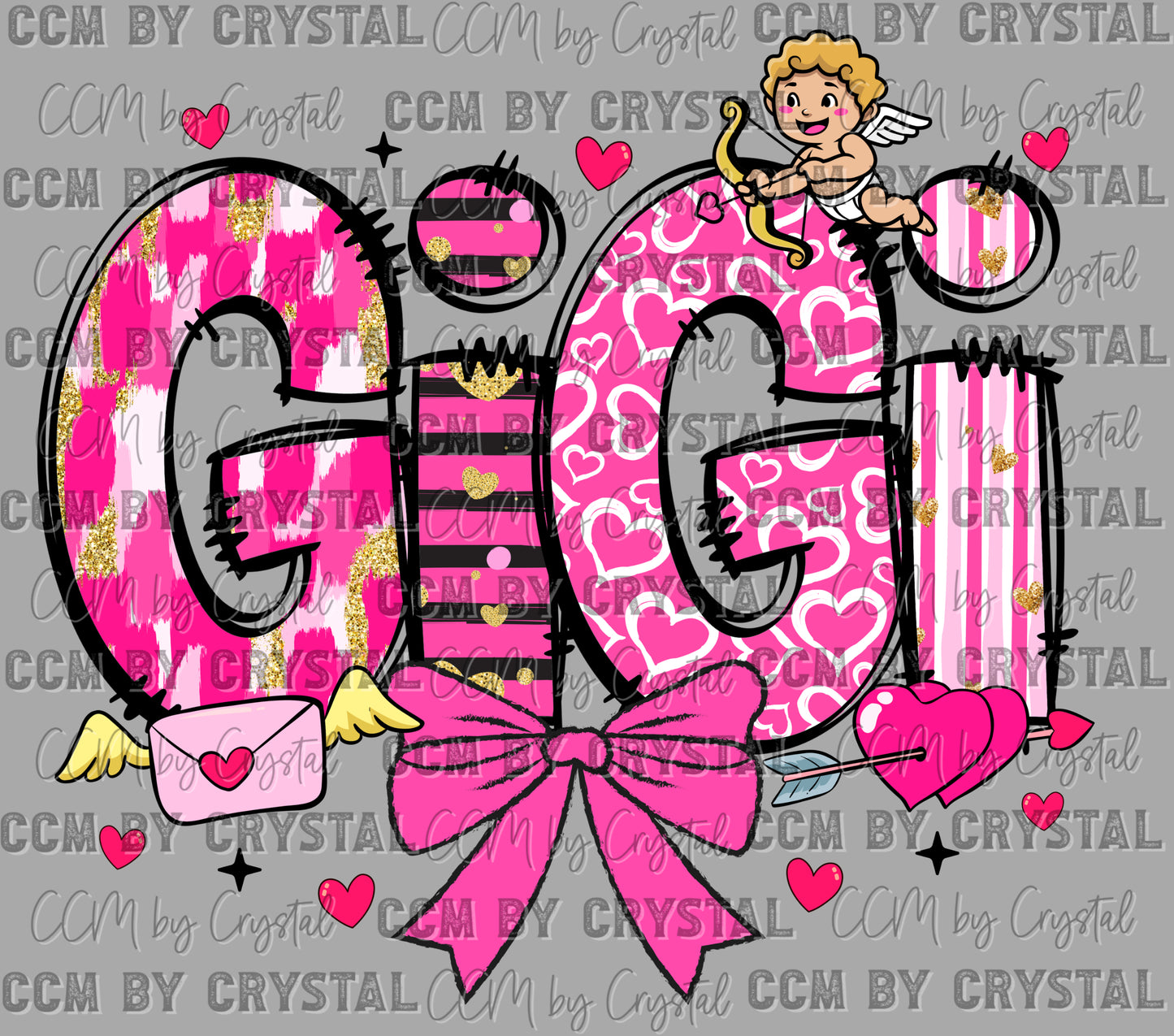 Gigi Pink Valentines Day Ready to Press Transfer DTF Transfer Sublimation Transfer