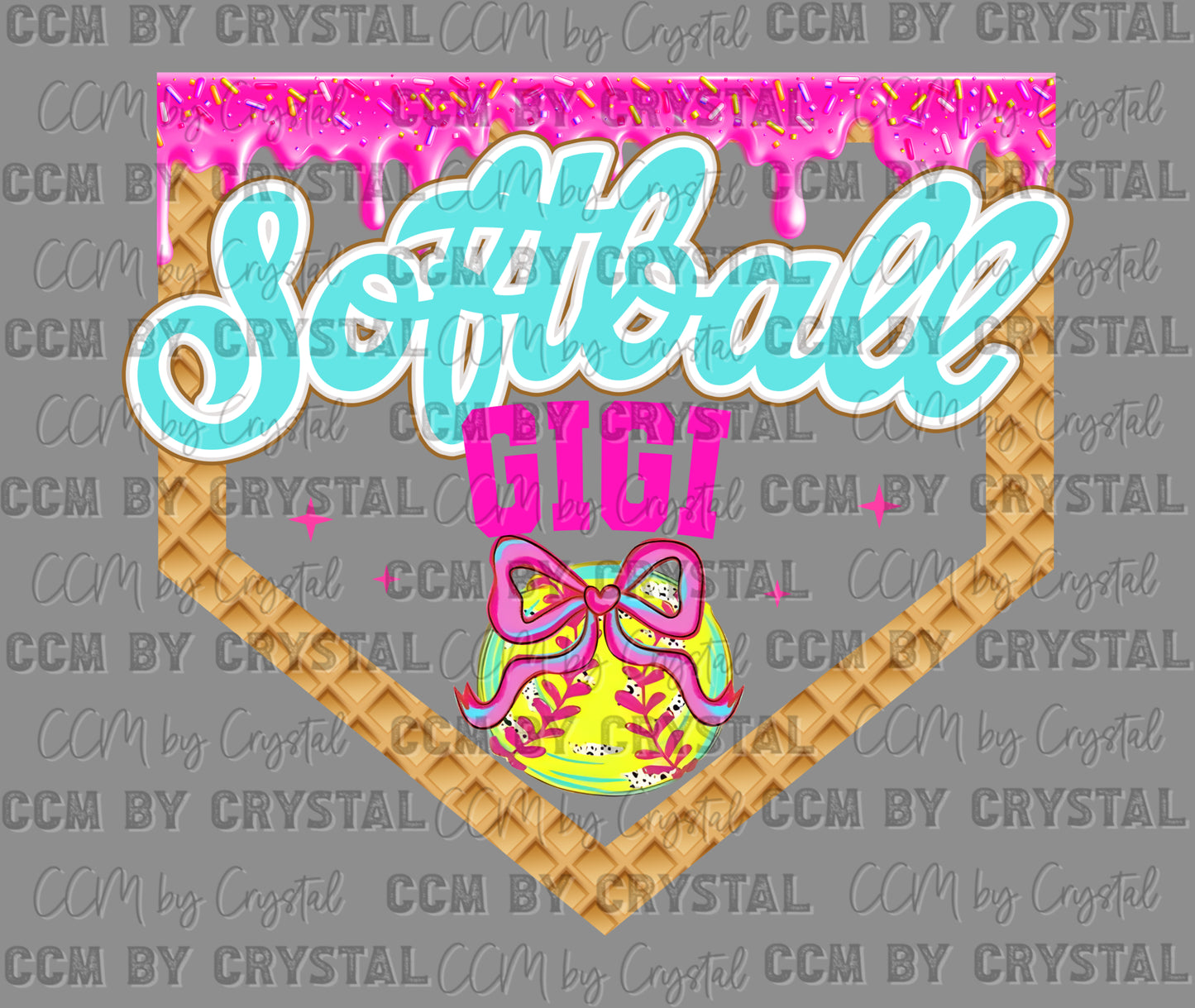 Softball Gigi Drip Ice Cream Ready to Press Transfer DTF Transfer Sublimation Transfer