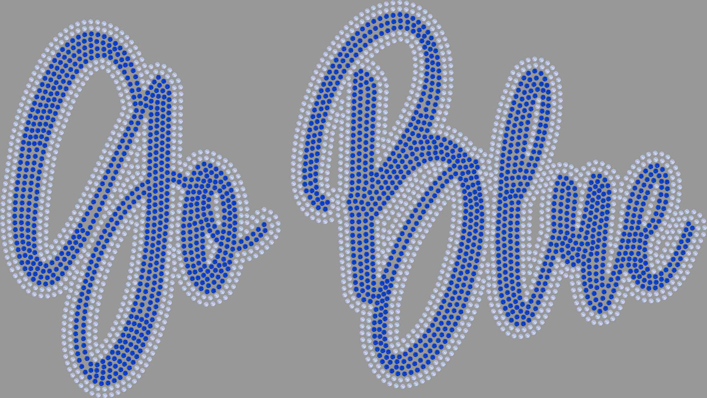 Go Blue 2-Color Approximately 11" wide Spangle Transfer