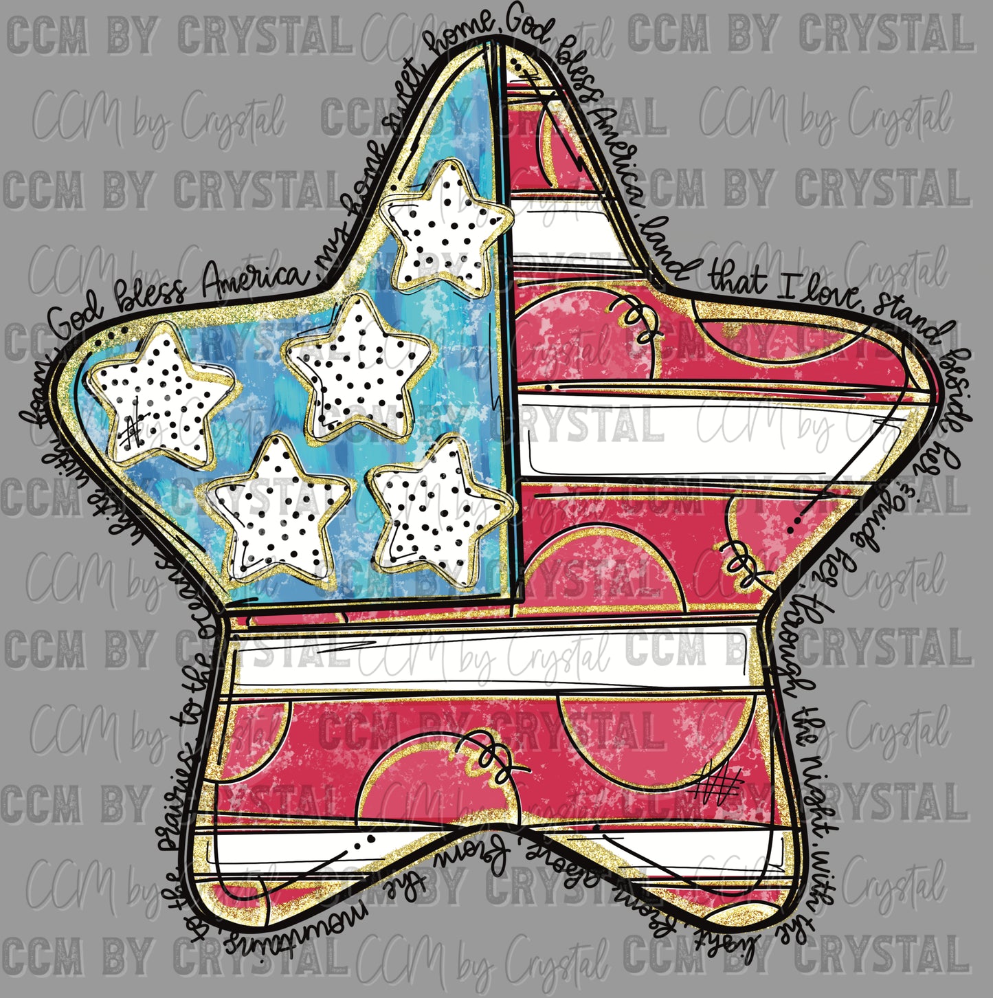 God Bless America Star Fourth of July Ready to Press Transfer DTF Transfer Sublimation Transfer
