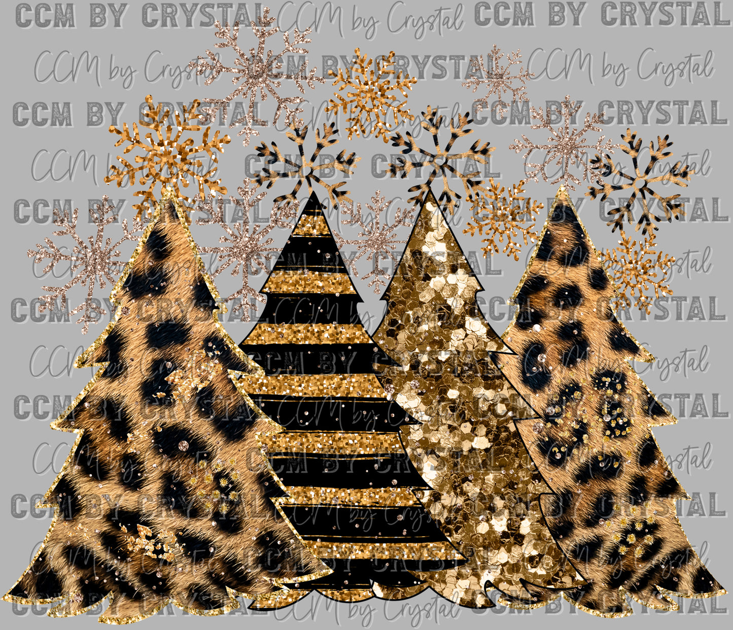 Gold Christmas Tree Ready to Press Transfer DTF Transfer Sublimation Transfer
