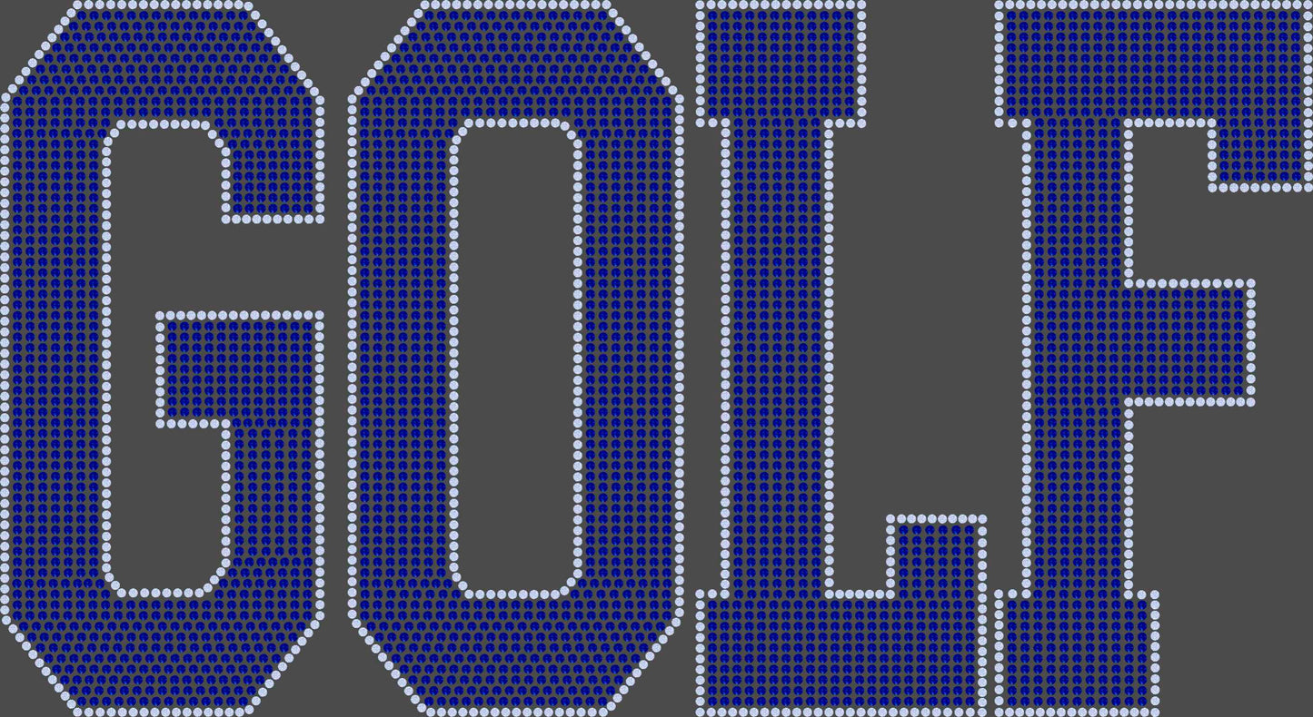 Golf 2-Color Approximately 11" wide Spangle Transfer