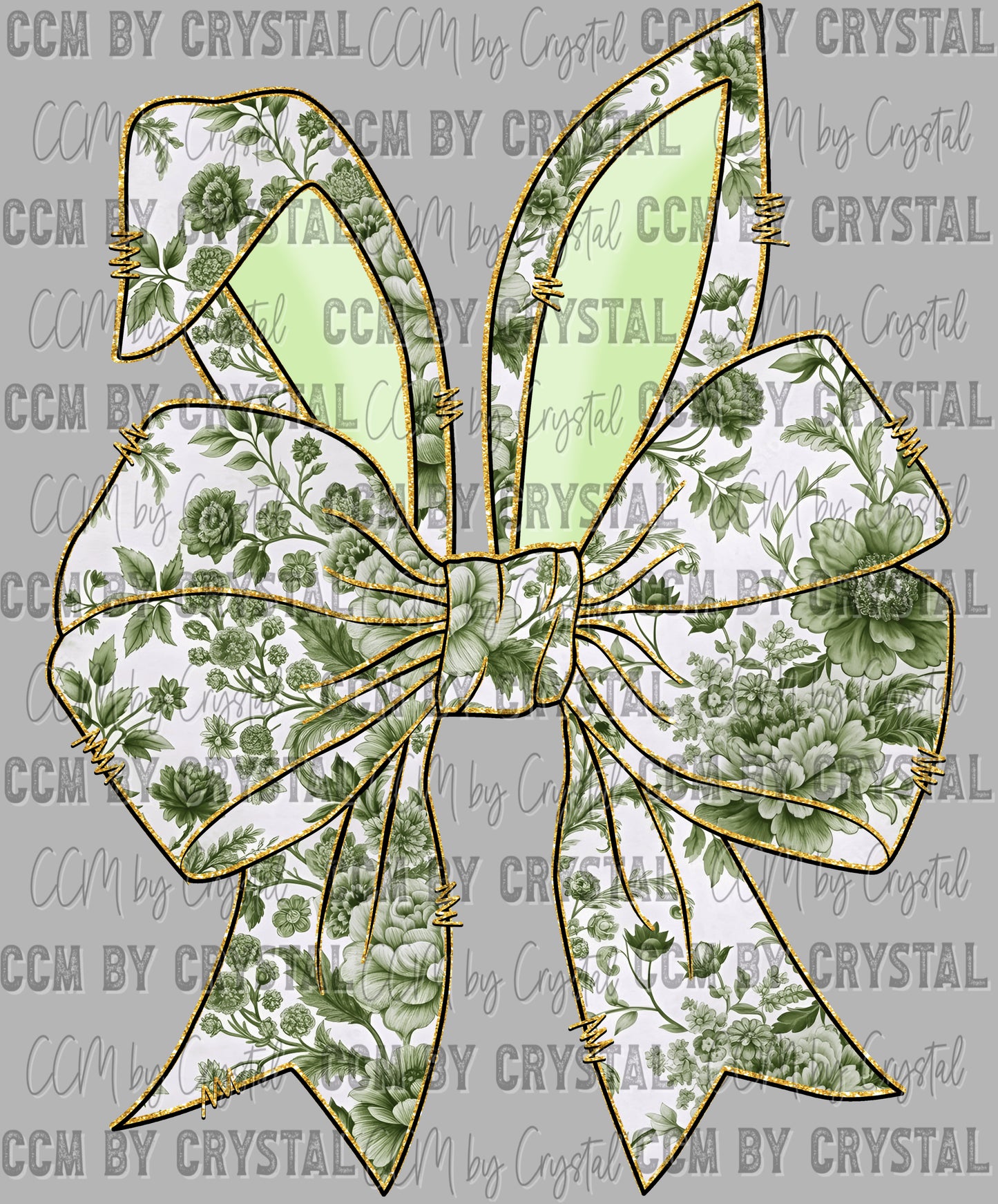 Green Floral Easter Bunny Bow Ready to Press Transfer DTF Transfer Sublimation Transfer