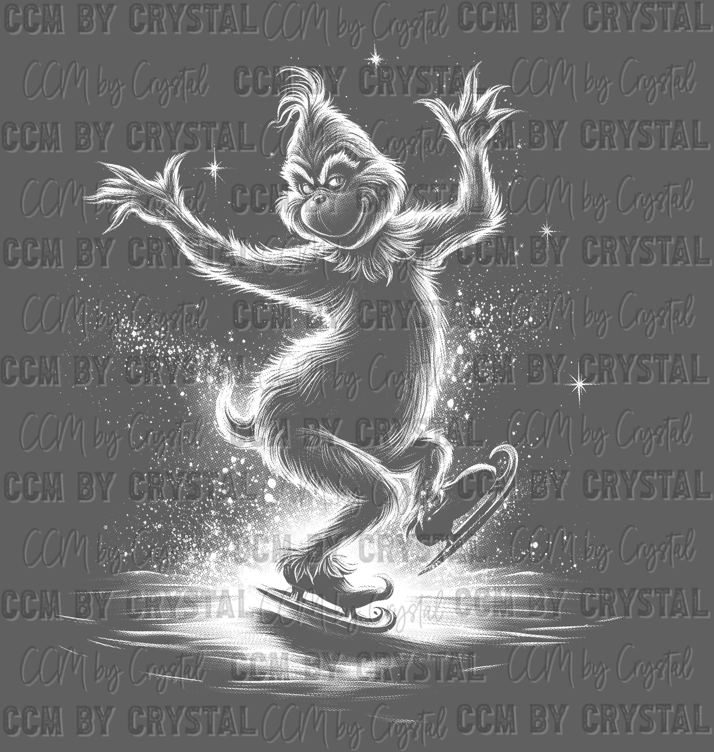 Skating Green Guy Christmas Ready to Press Transfer Instant Peel DTF Transfer