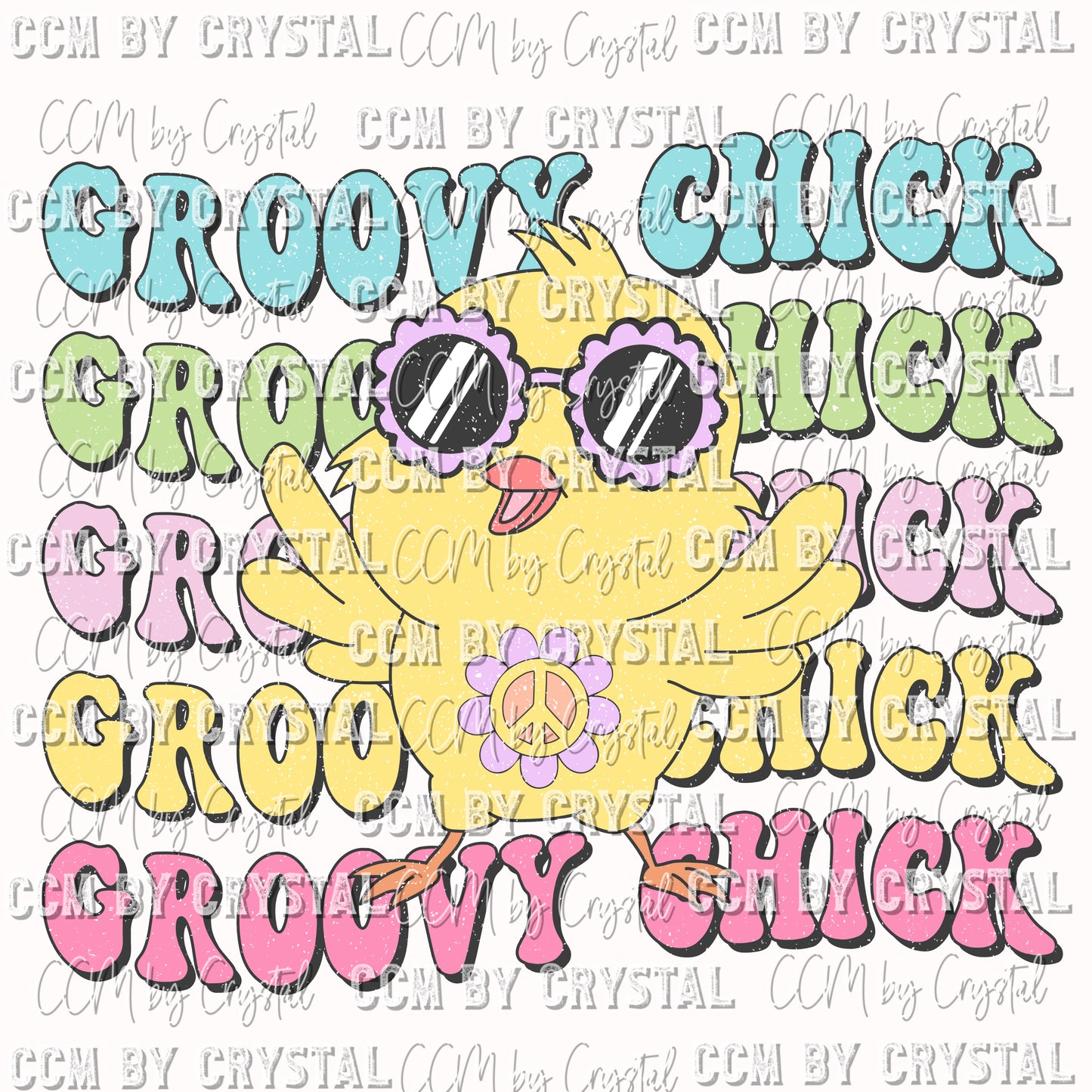 Groovy Chick Easter Ready To Press Transfer DTF Sublimation