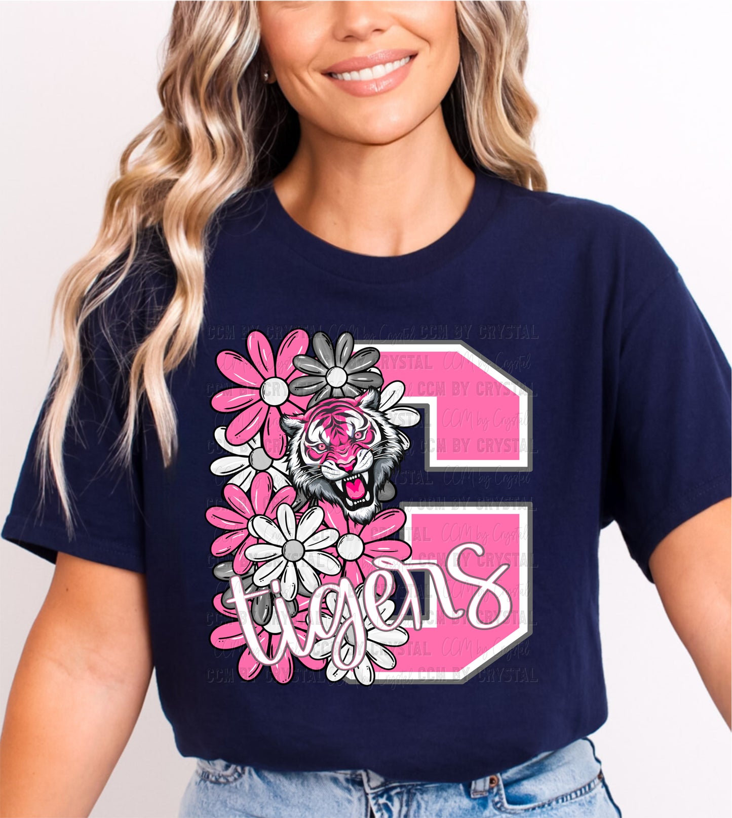 Goliad Tigers Pink Floral Gildan Softstyle T-Shirt