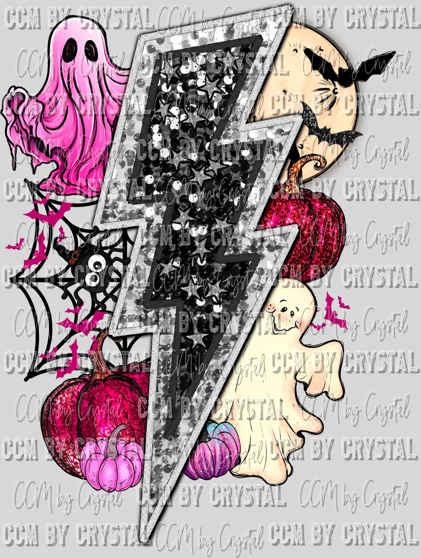 Halloween Faux Embroidery Faux Sequins Halloween Fall Ready to Press Transfer