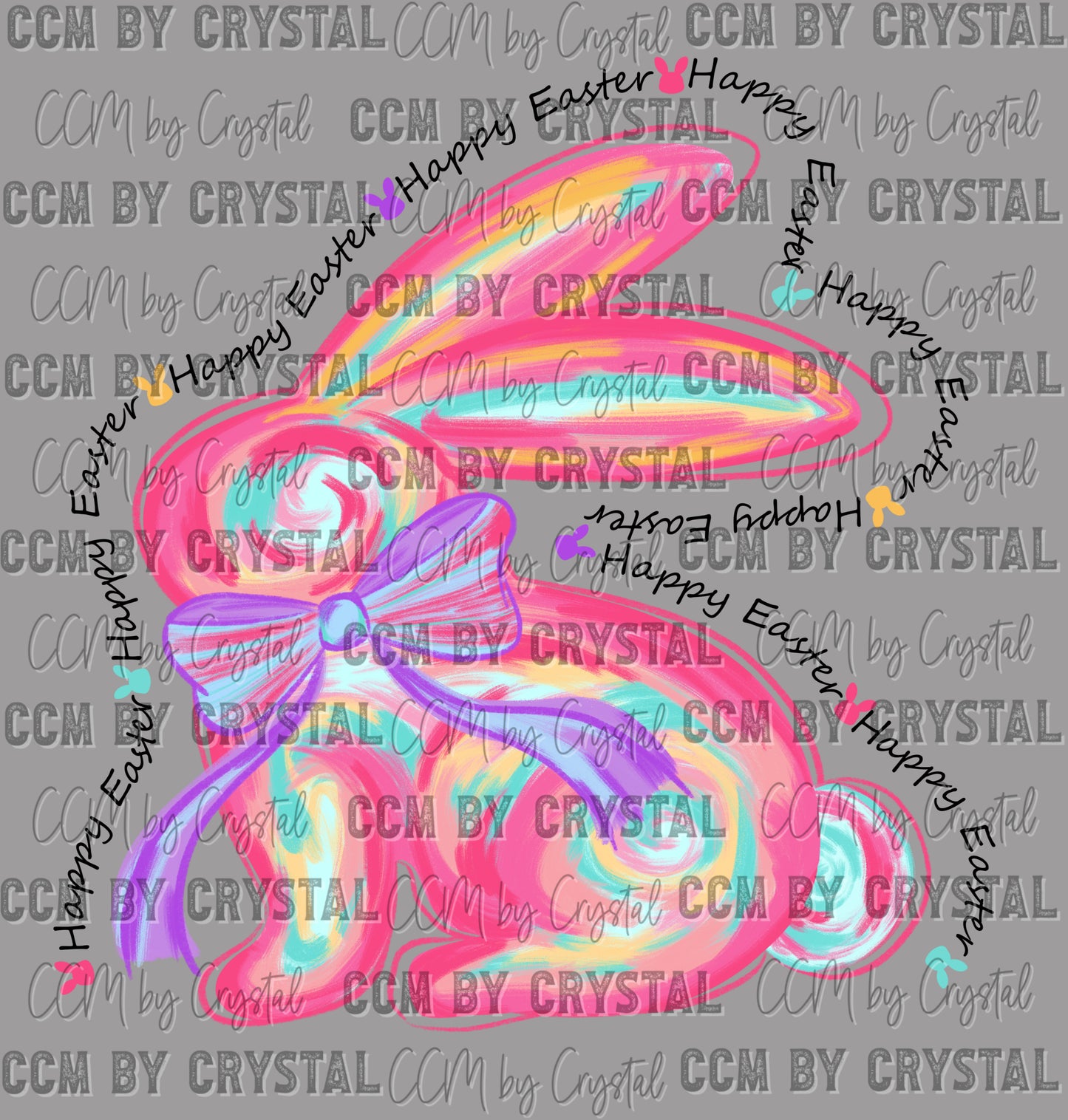Bunny Happy Easter Ready to Press Transfer DTF Transfer Sublimation Transfer