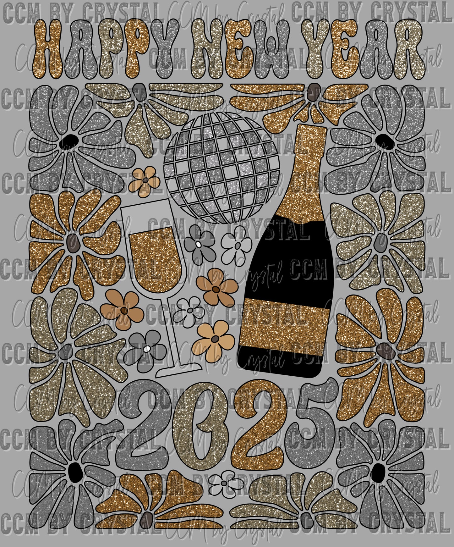 Happy New Year 2025 Ready to Press Transfer DTF Transfer Sublimation Transfer