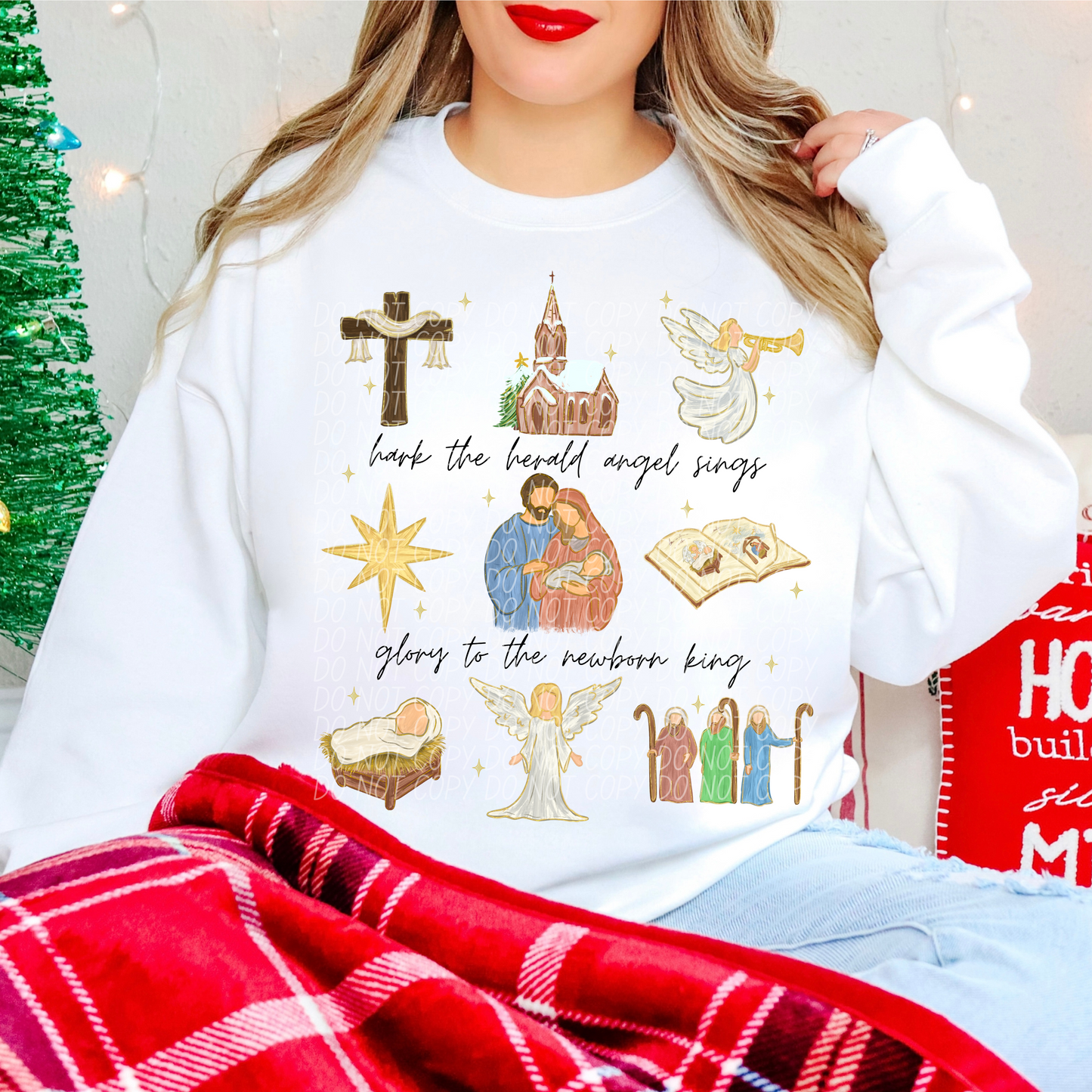 Christmas Hark The Healed Angel Ready to Press Transfer DTF Transfer Sublimation Transfer