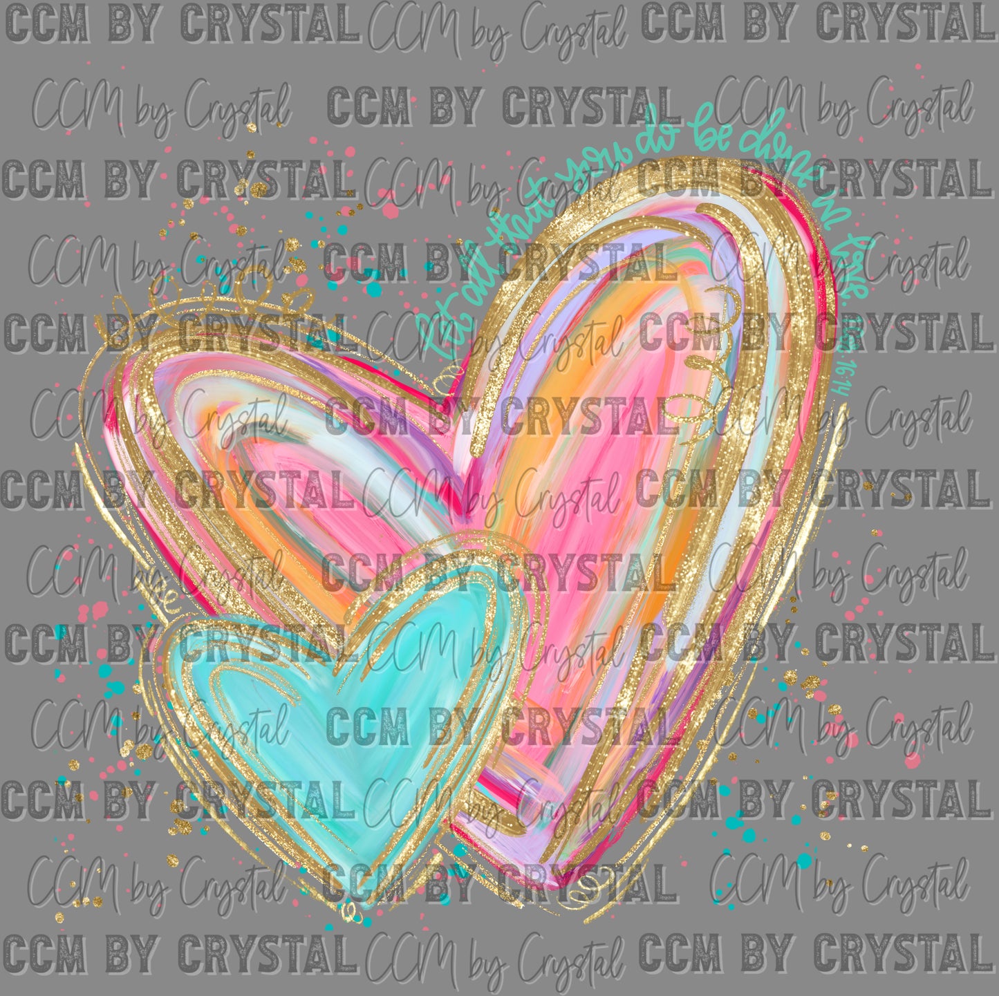 Watercolor Heart Valentines Ready to Press DTF Transfers Sublimation Transfers