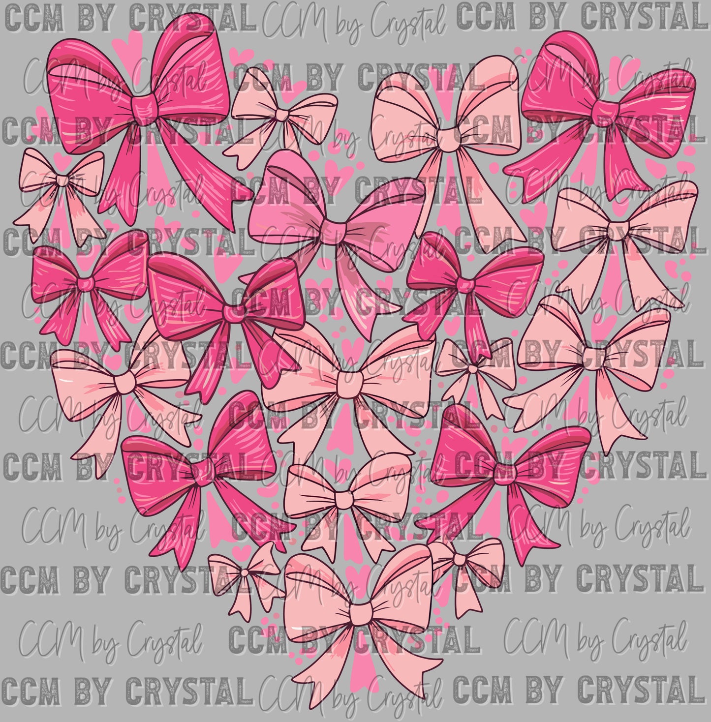 Heart made with Bows Valentines Day Ready to Press Transfer DTF Transfer Sublimation Transfer