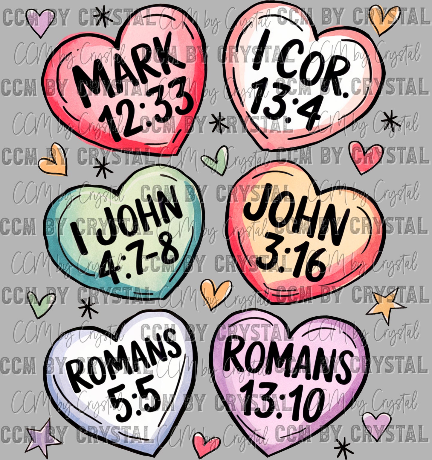 Love Hearts Christian Valentines Day Ready to Press Transfer DTF Transfer Sublimation Transfer