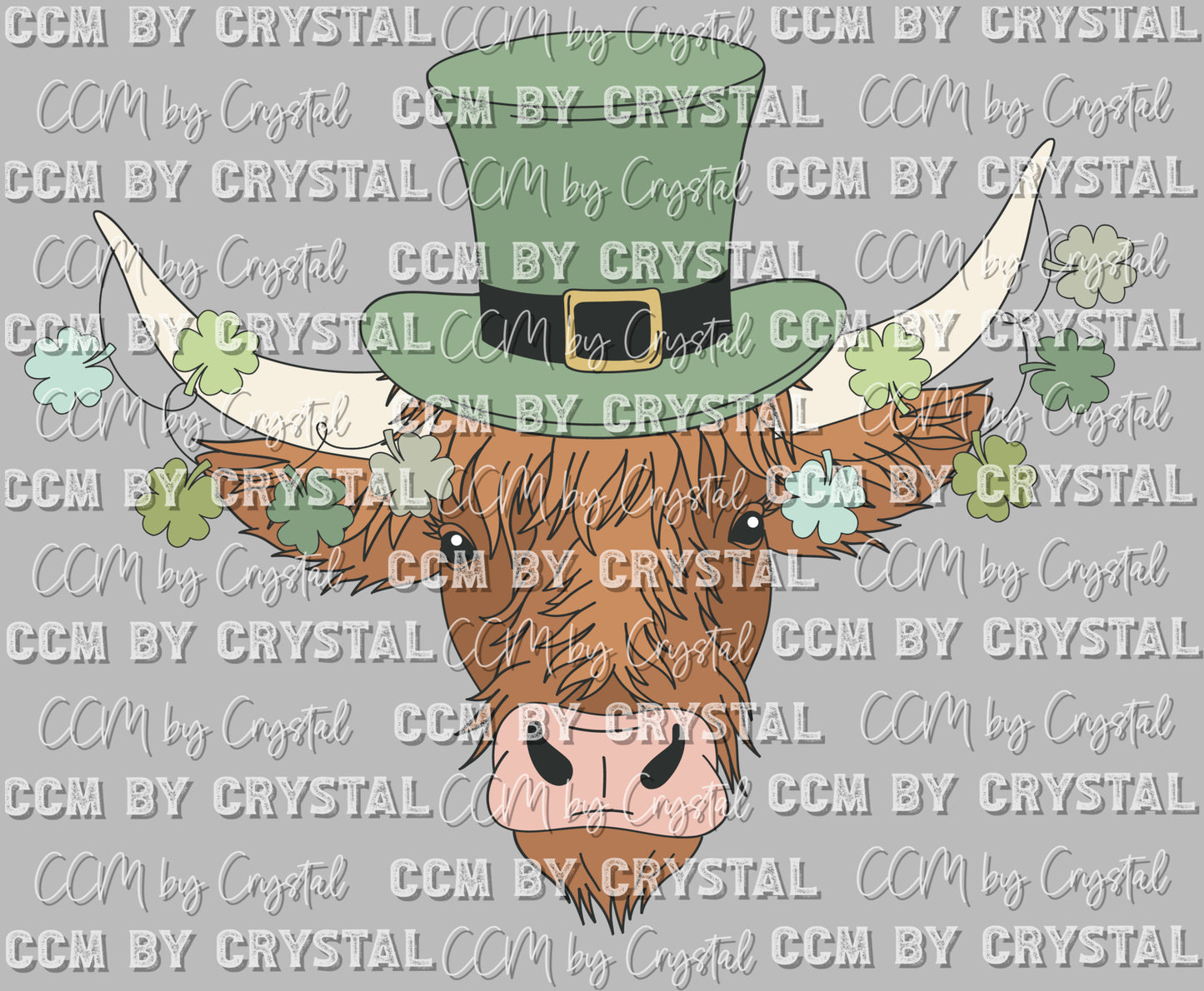 Copy of Highland Cow Green Hat St. Patrick's Day Ready to Press Transfer DTF Sublimation
