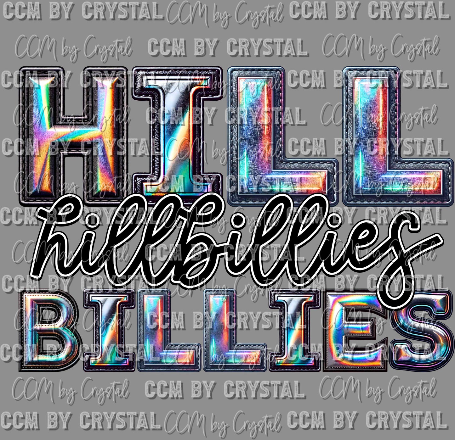 Hillbillies Mascot Iridescent Effect Ready to Press Transfer DTF Transfer Sublimation Transfer