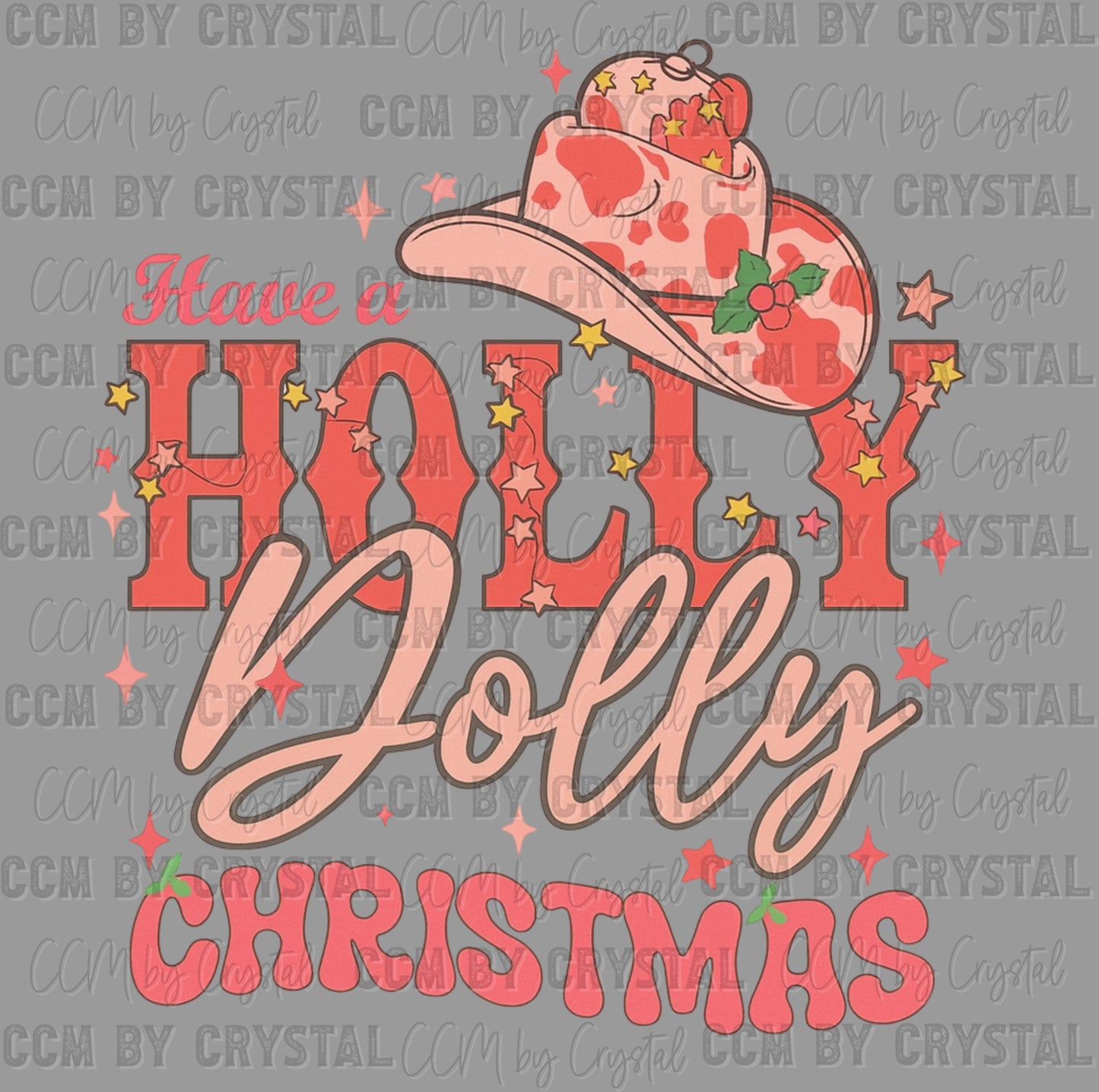Holly Dolly Christmas Ready to Press Instant Peel DTF Transfers Sublimation Transfers
