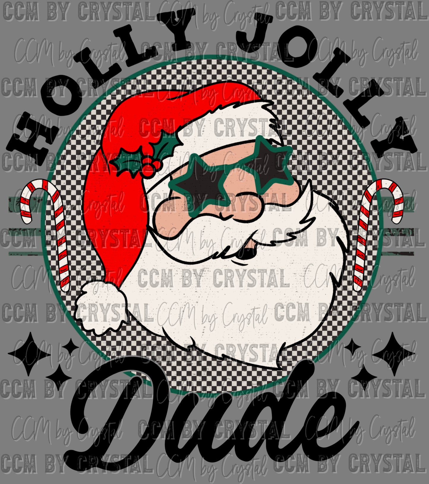Santa Holly Jolly Dude Christmas Ready to Press Transfer DTF Transfer Sublimation Transfer