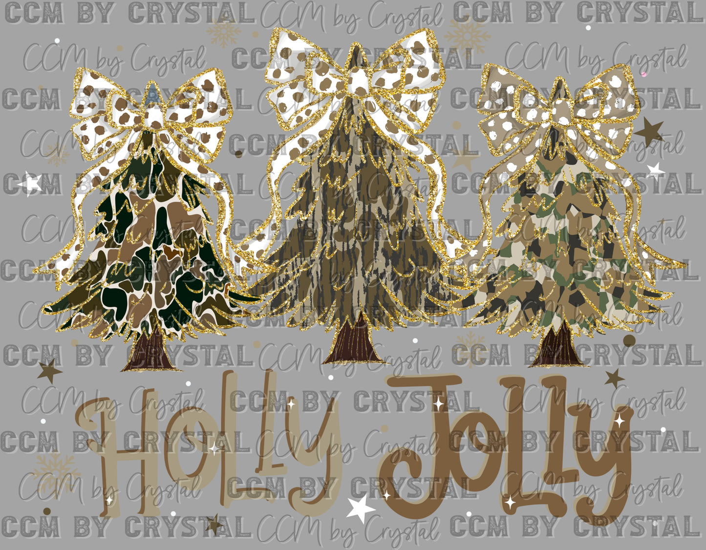 Holly Jolly Camo Christmas Trees Ready to Press Transfer DTF Transfer Sublimation Transfer