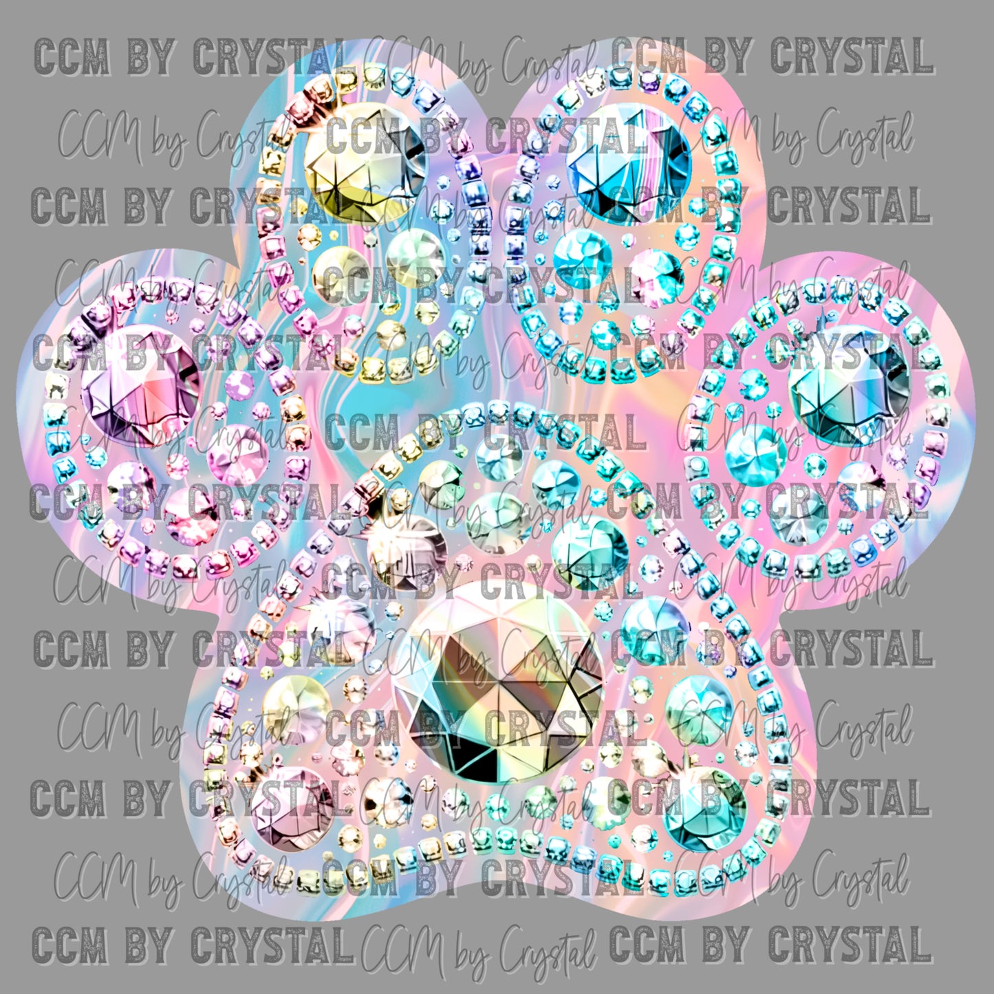 Paw Iridescent Holo Mascot Ready to Press Transfer DTF Transfer Sublimation Transfer