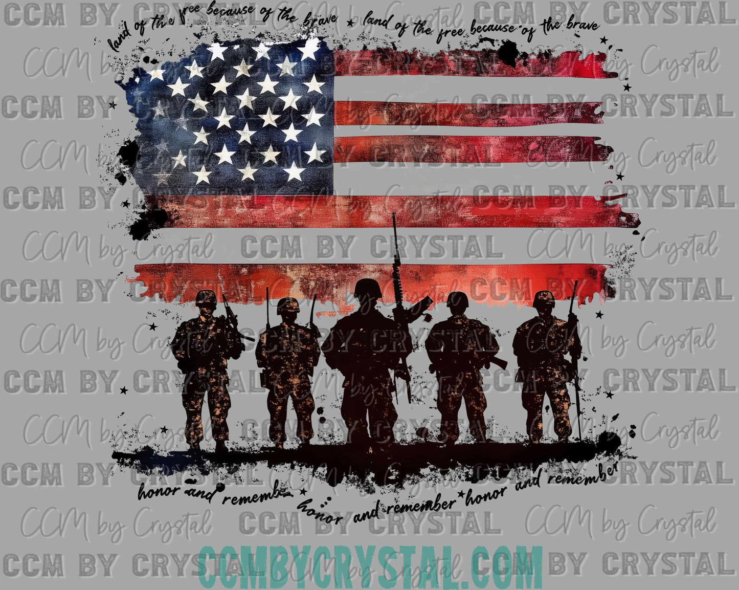 Honor and Remember Soldiers USA Flag Ready to Press Transfer DTF Transfer Sublimation Transfer