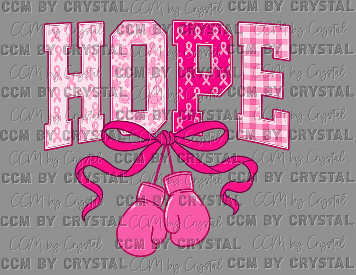 Hope Breast Cancer Bow Gloves Sports Ready to Press Transfer DTF Transfer Sublimation Transfer