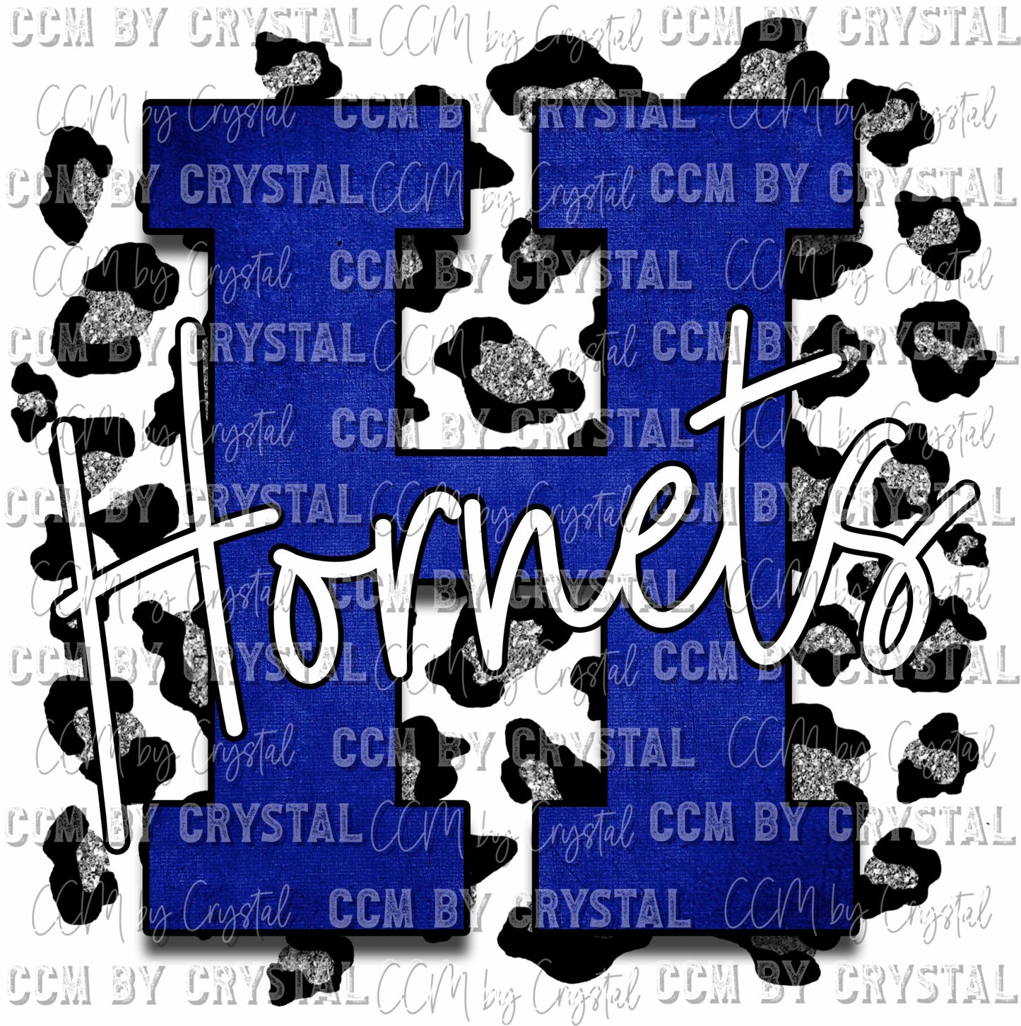 Letter H with Hornets Leopard Background Mascot PNG Digital File ONLY