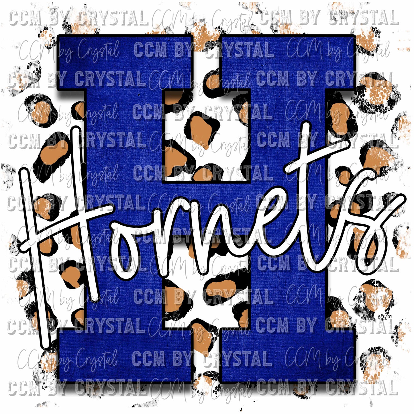 Letter H with Hornets with Leopard Background Mascot Ready to Press Transfer