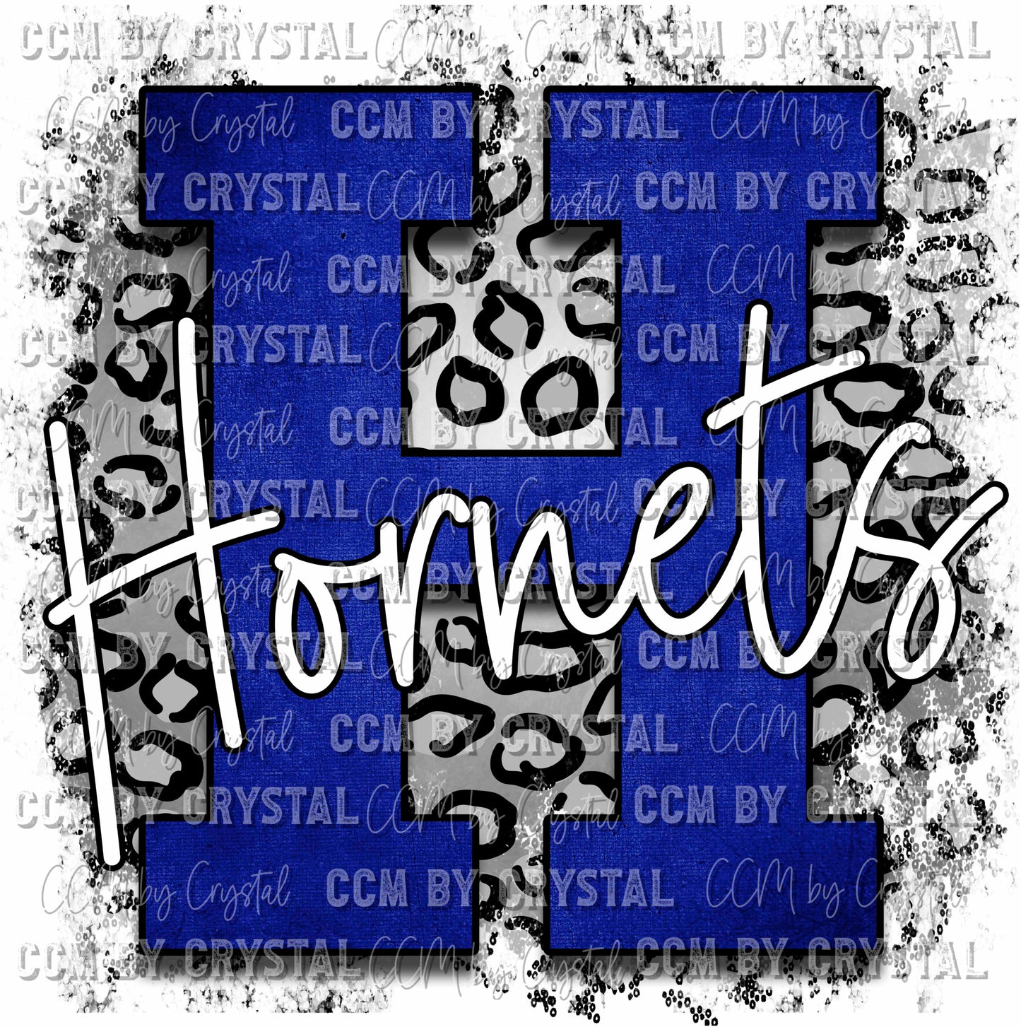 Letter H with Hornets Leopard Background Mascot PNG Digital File ONLY