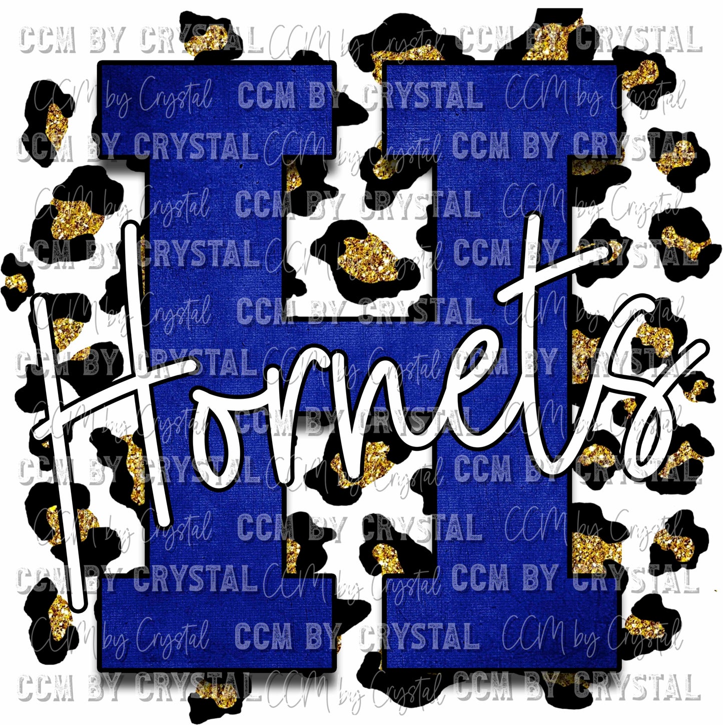 Letter H with Hornets Leopard Background Mascot PNG Digital File ONLY
