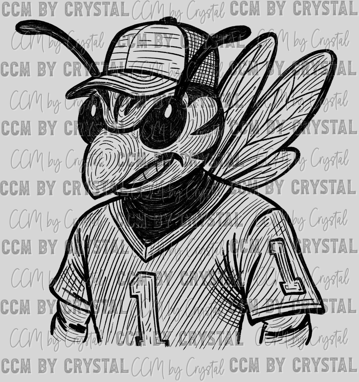 Hornets Jackets Mascot Sketch Ready to Press Transfer DTF Transfer Sublimation Transfer