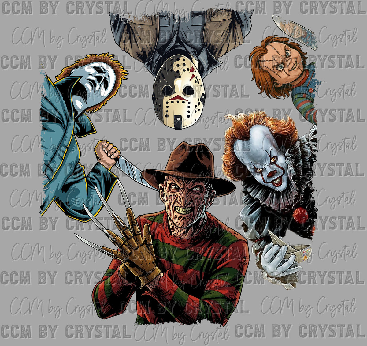 Horror Movie Characters Halloween Ready to Press Transfer DTF Transfer Sublimation Transfer