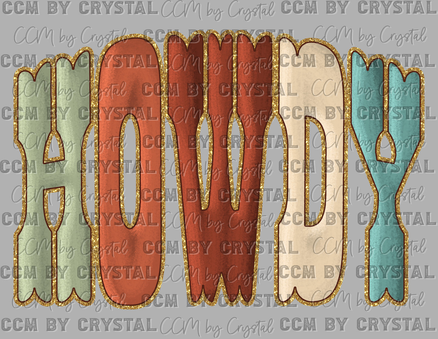 Howdy Western Faux Fake Glitter Ready to Press Instant Peel DTF Transfers Sublimation Transfers