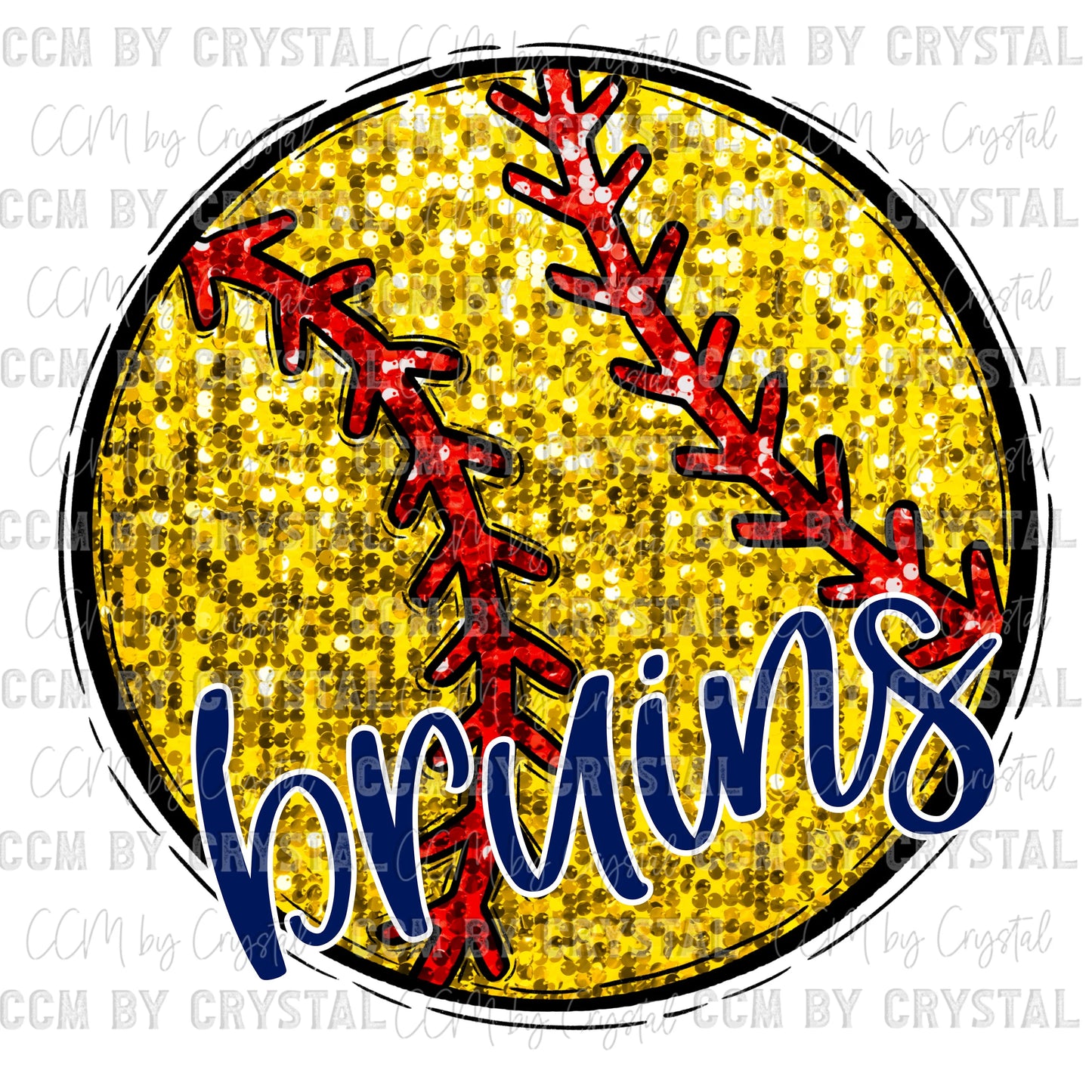 Bruins Softball Faux Sequins Faux Embroidery Mascot Ready to Press Transfer