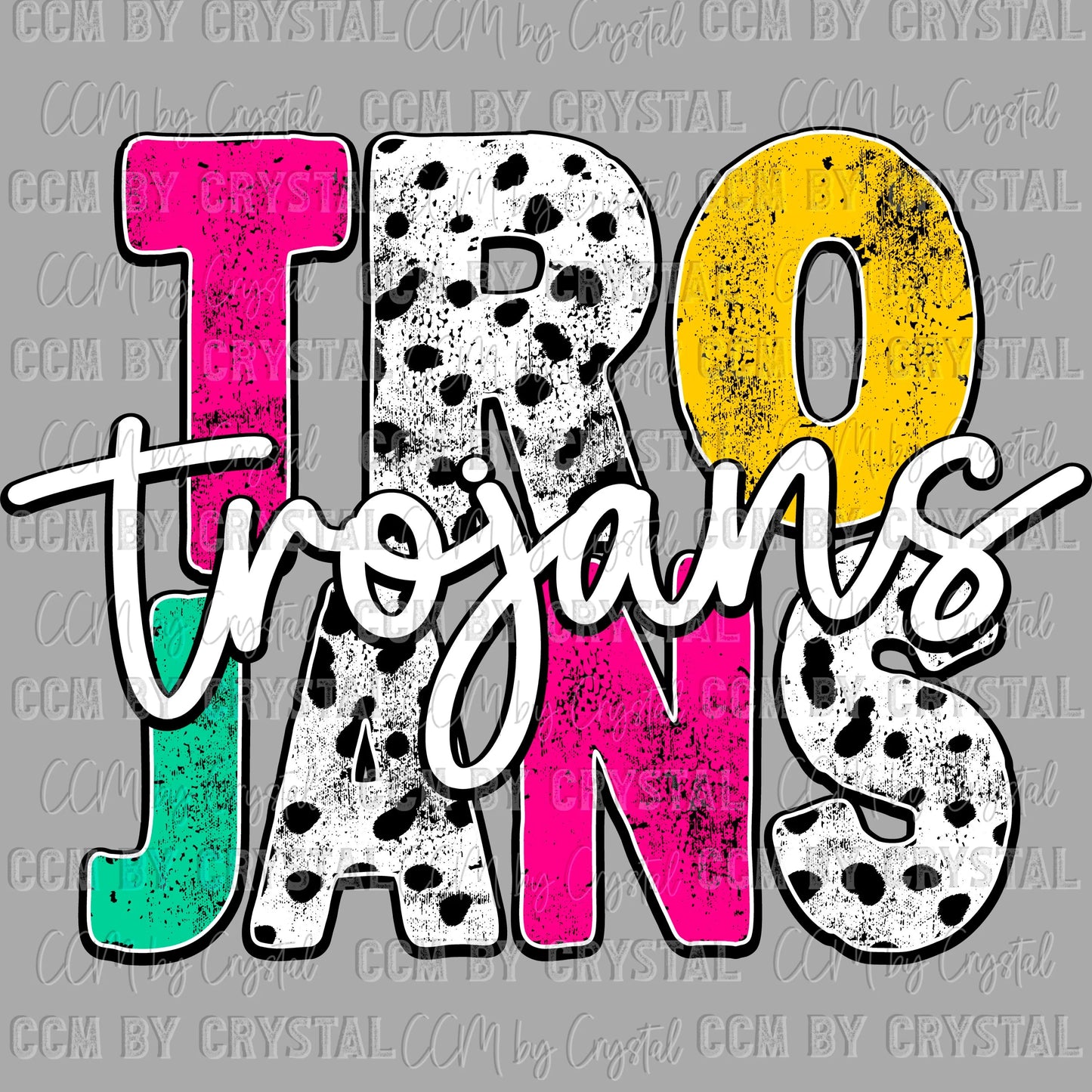 Trojans Dalmation Ready to Press Transfer DTF Transfer Sublimation Transfer