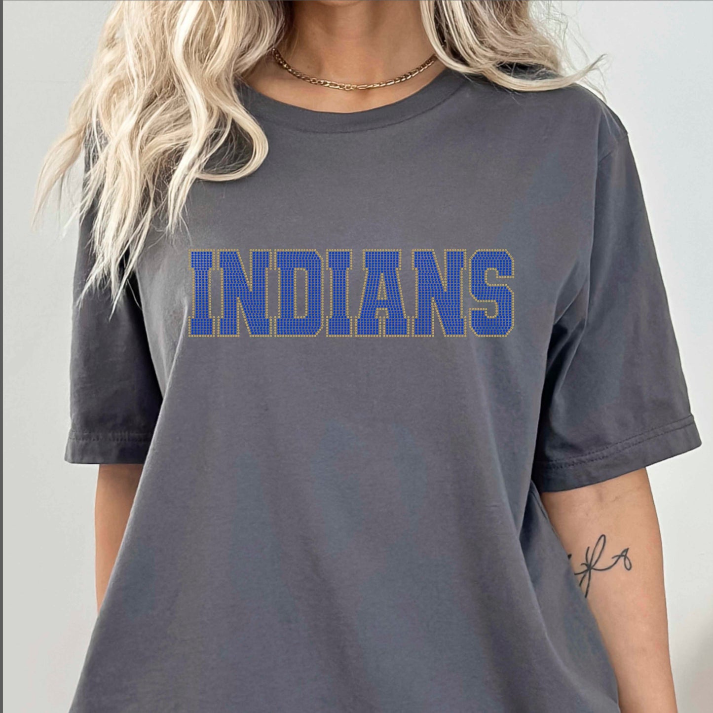 Indians 11"X3" 2-Color Ready to Press Spangle Transfer Bling Transfer Sparkle Transfer