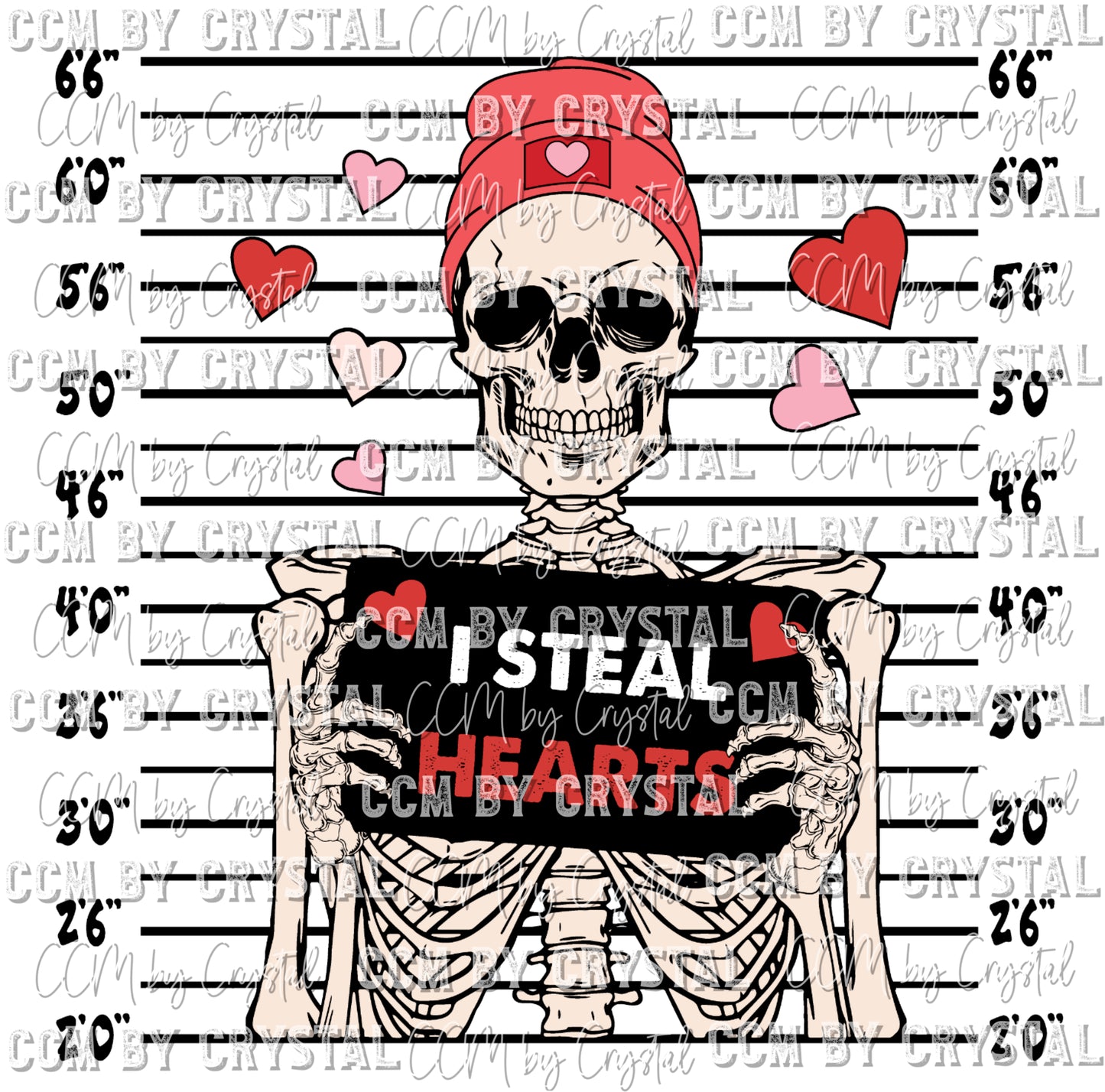 Skeleton I Steal Hearts Valentine's Day Ready To Press Transfer DTF Sublimation