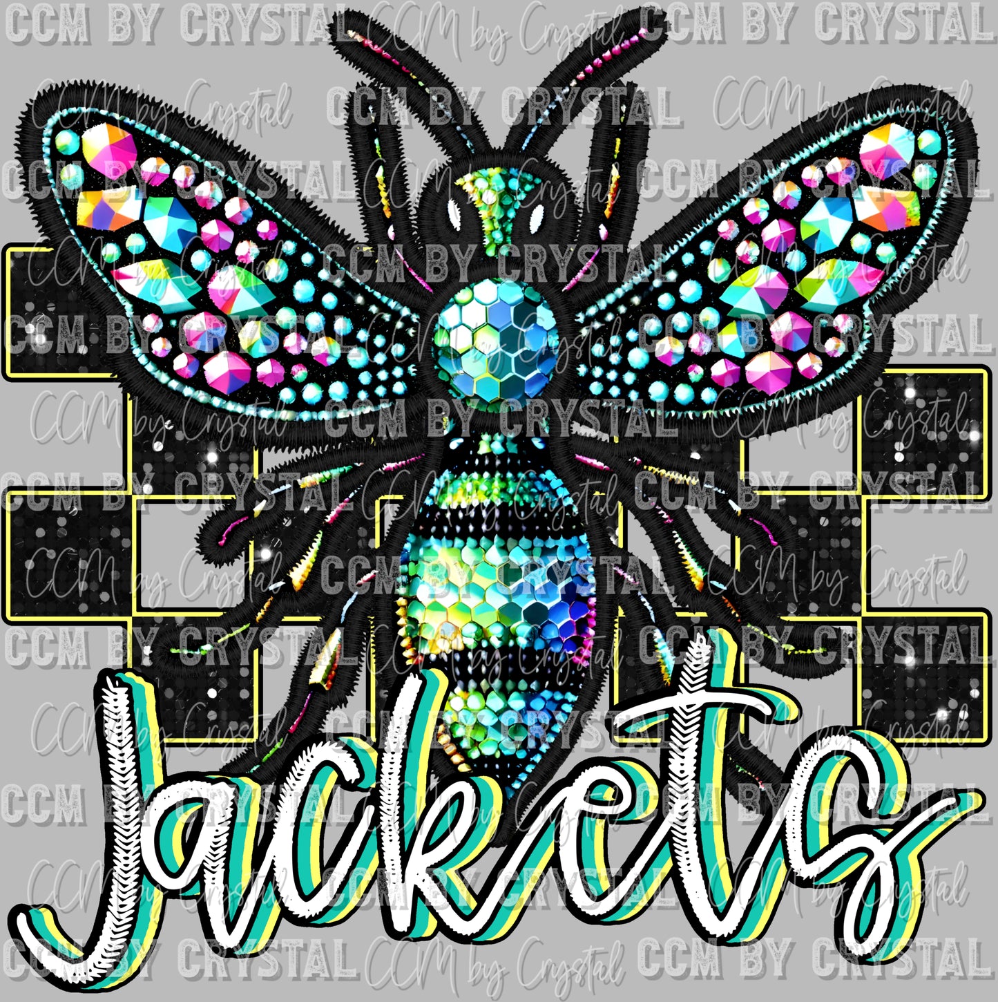 Jackets Mascot Faux Rhinestone Effect Ready to Press Transfer DTF Transfer Sublimation Transfer