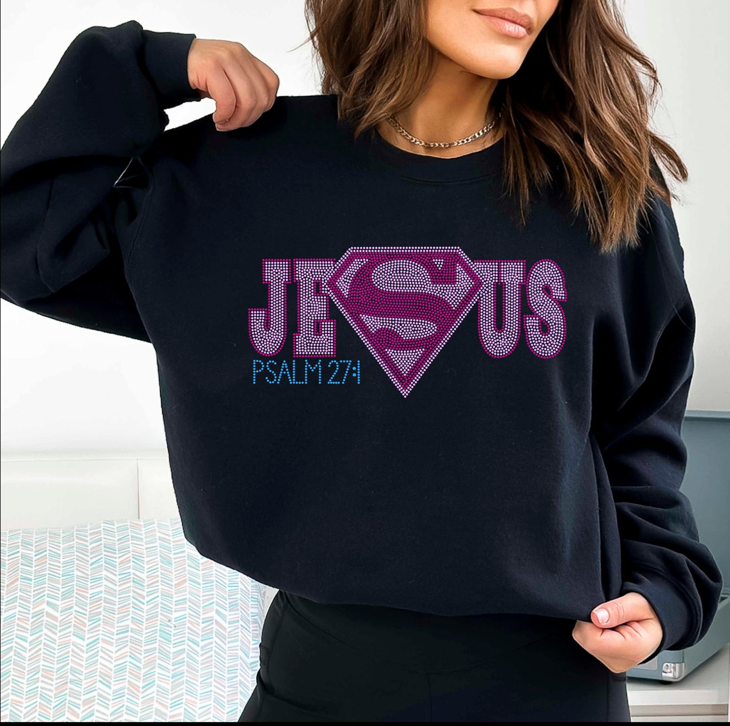 Jesus Superhero Approximately 11" wide Spangle Transfer