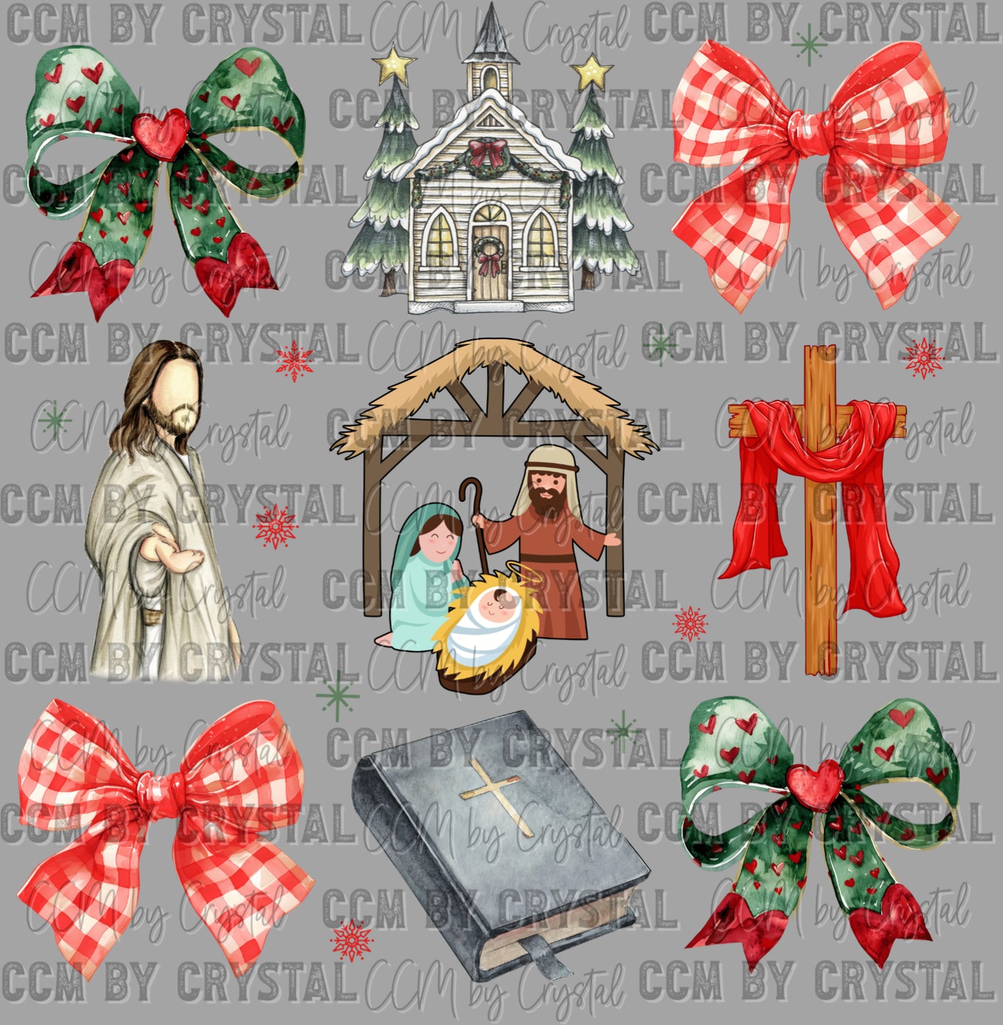 Christmas Jesus Bows Ready to Press Transfer DTF Transfer Sublimation Transfer