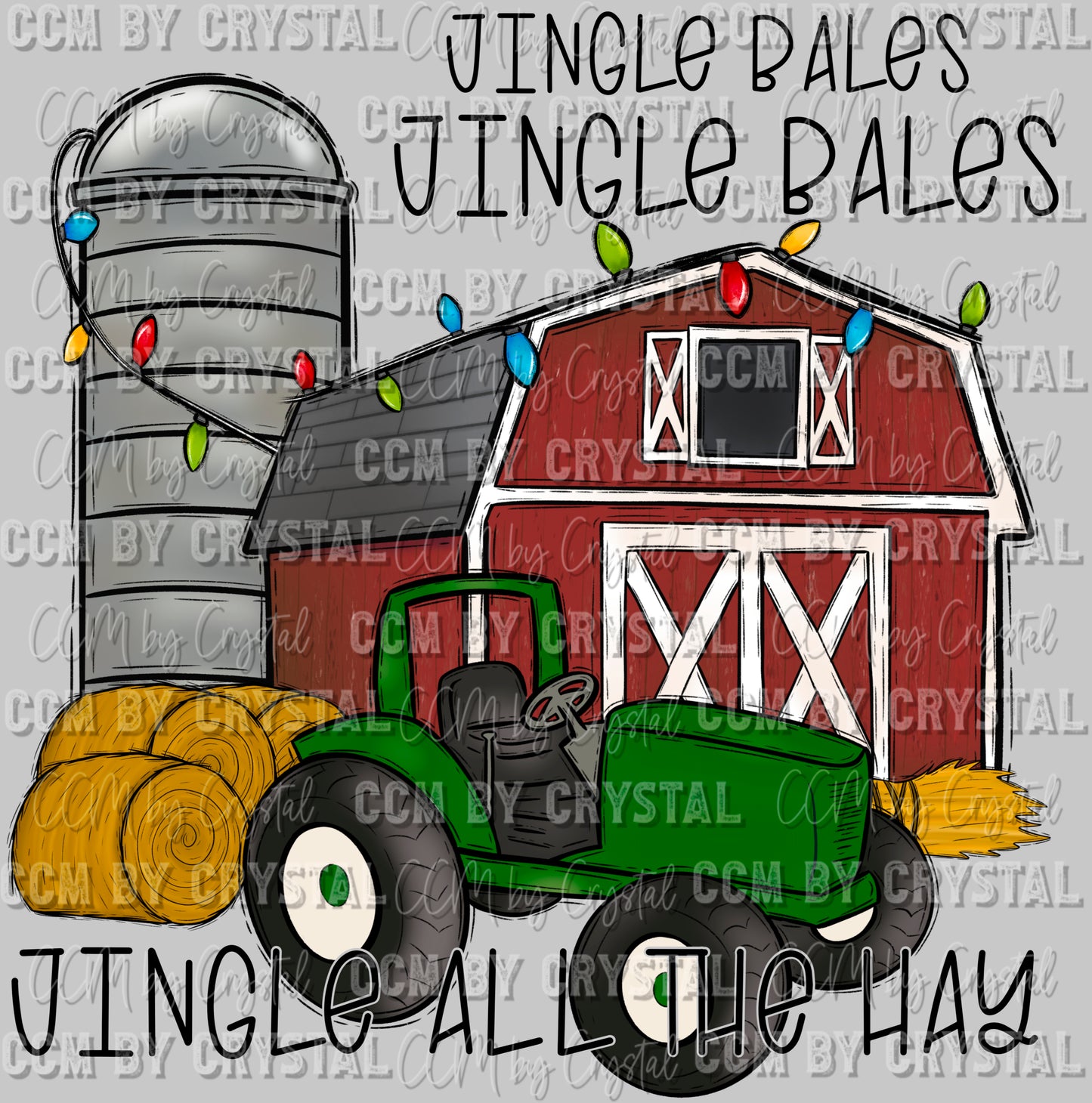 Jingle Bales Farmer Christmas Ready to Press DTF Transfer Sublimation Transfer
