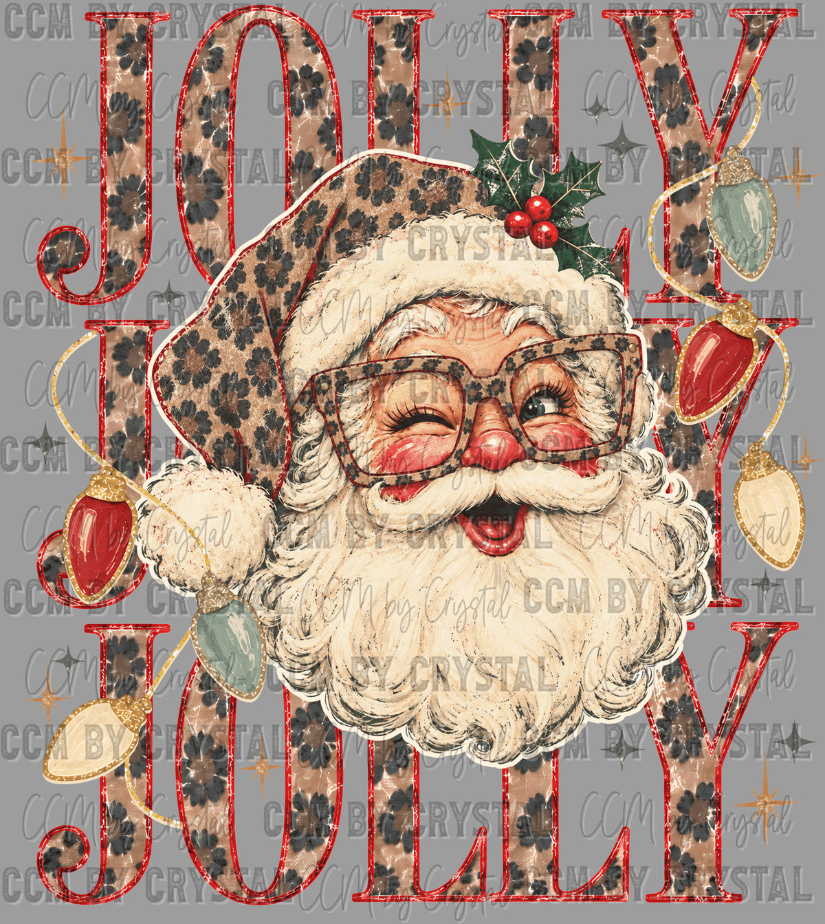Leopard Jolly Santa Christmas Ready to Press DTF Transfers Sublimation Transfers
