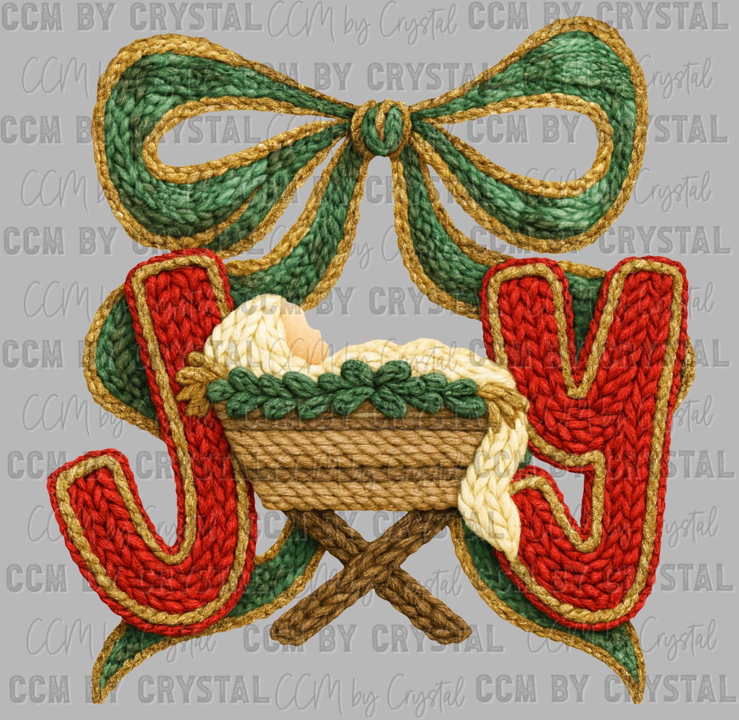 Joy Manger Faux Yarn Christmas Ready to Press Transfer DTF Transfer Sublimation Transfer