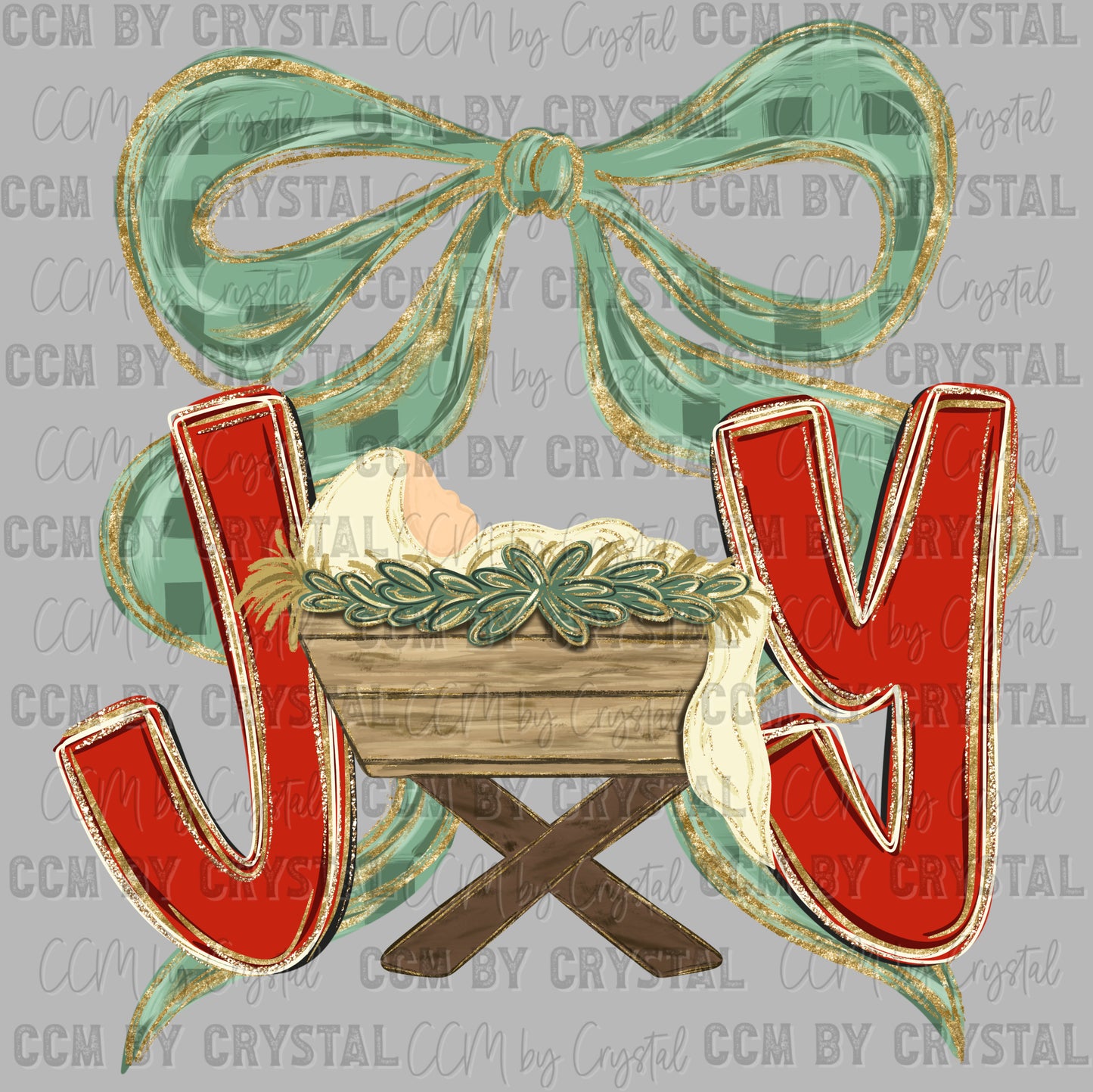 Joy Manger Faux Glitter Christmas Ready to Press Transfer DTF Transfer Sublimation Transfer